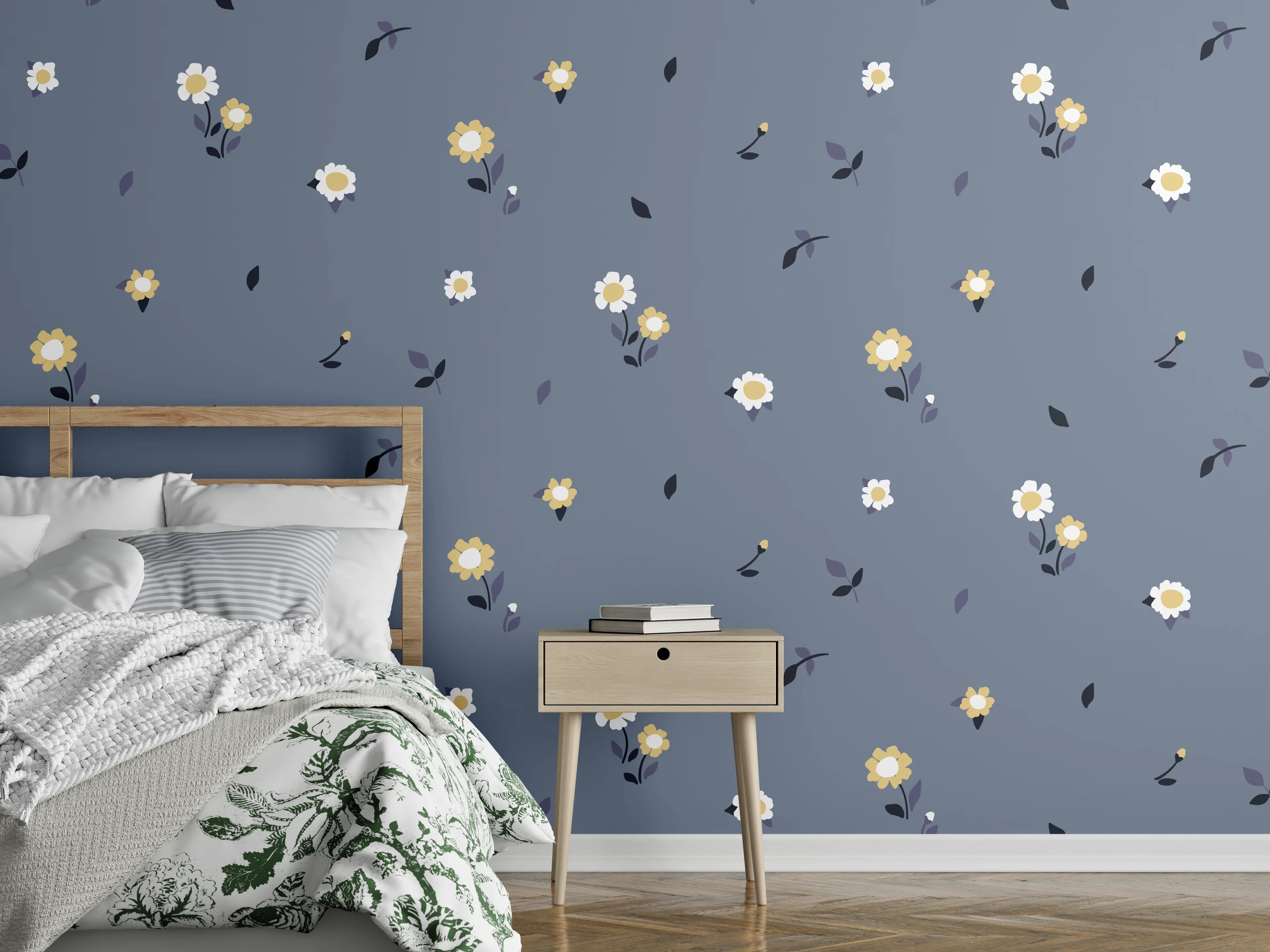 Wandverkleidung Schlafzimmer - Vintage Bloom Ditsy Blumenmuster