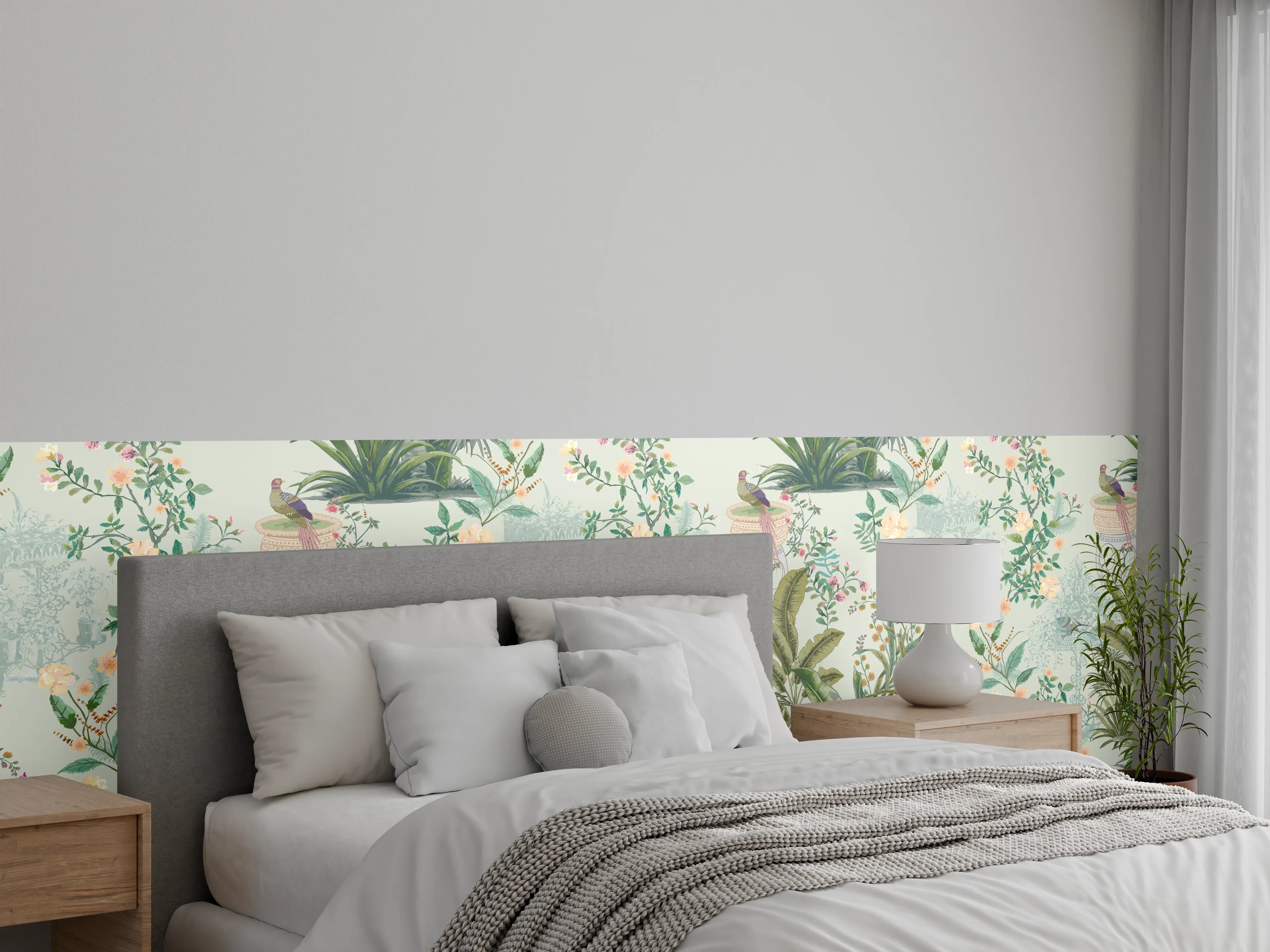 Wandverkleidung Schlafzimmer - Vintage Bloom Grünes Refugium