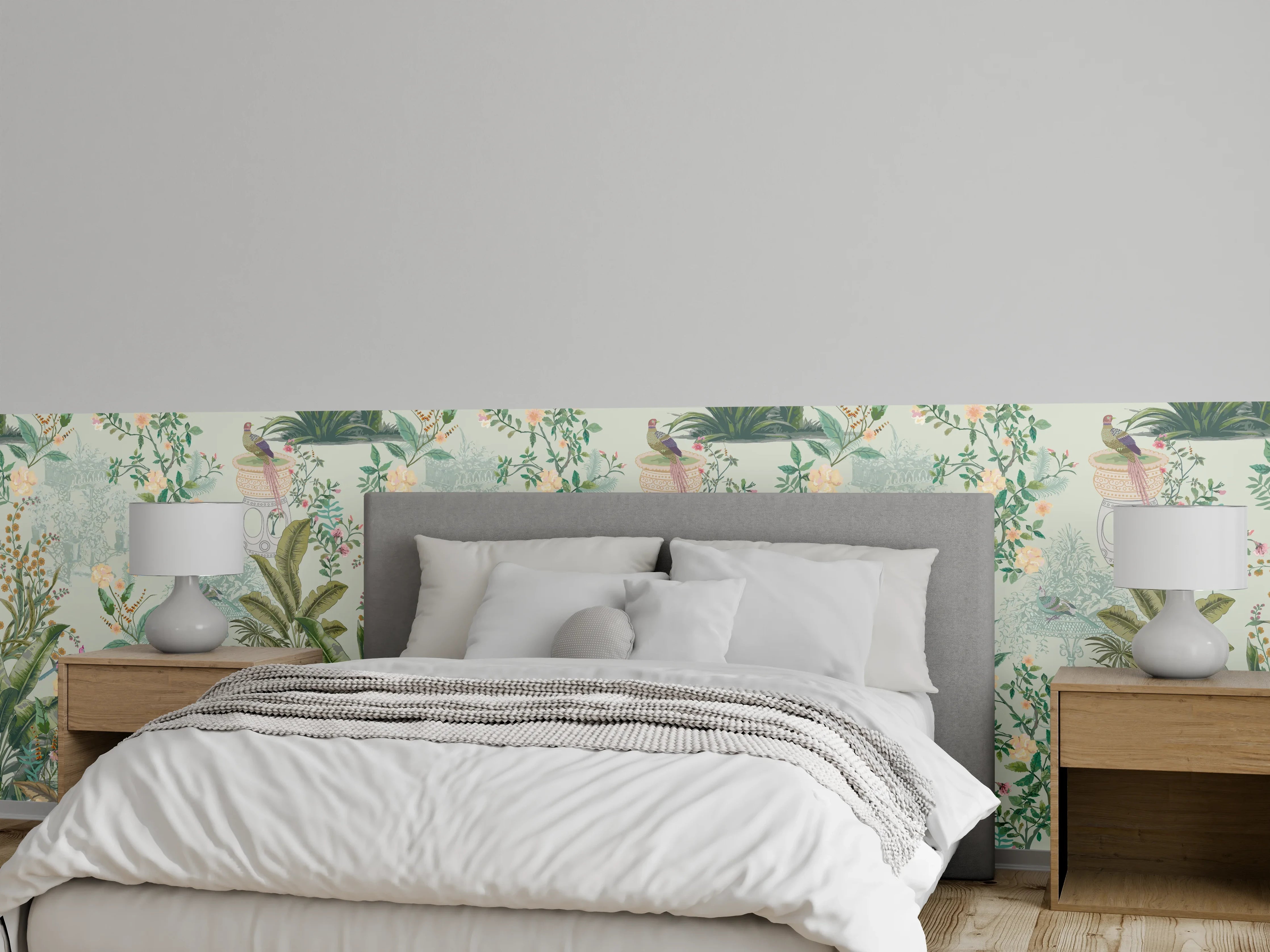 Wandverkleidung Schlafzimmer - Vintage Bloom Grünes Refugium