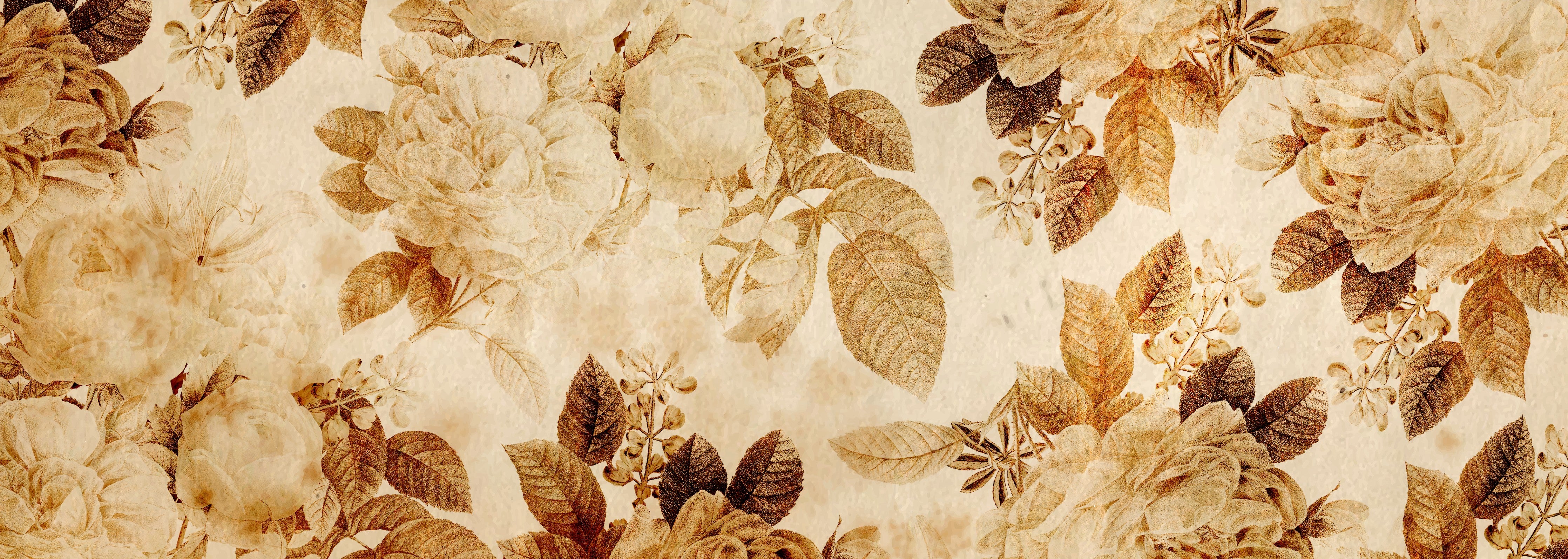 Wandverkleidung Schlafzimmer-Vintage Blumen Tapete Beige Braun