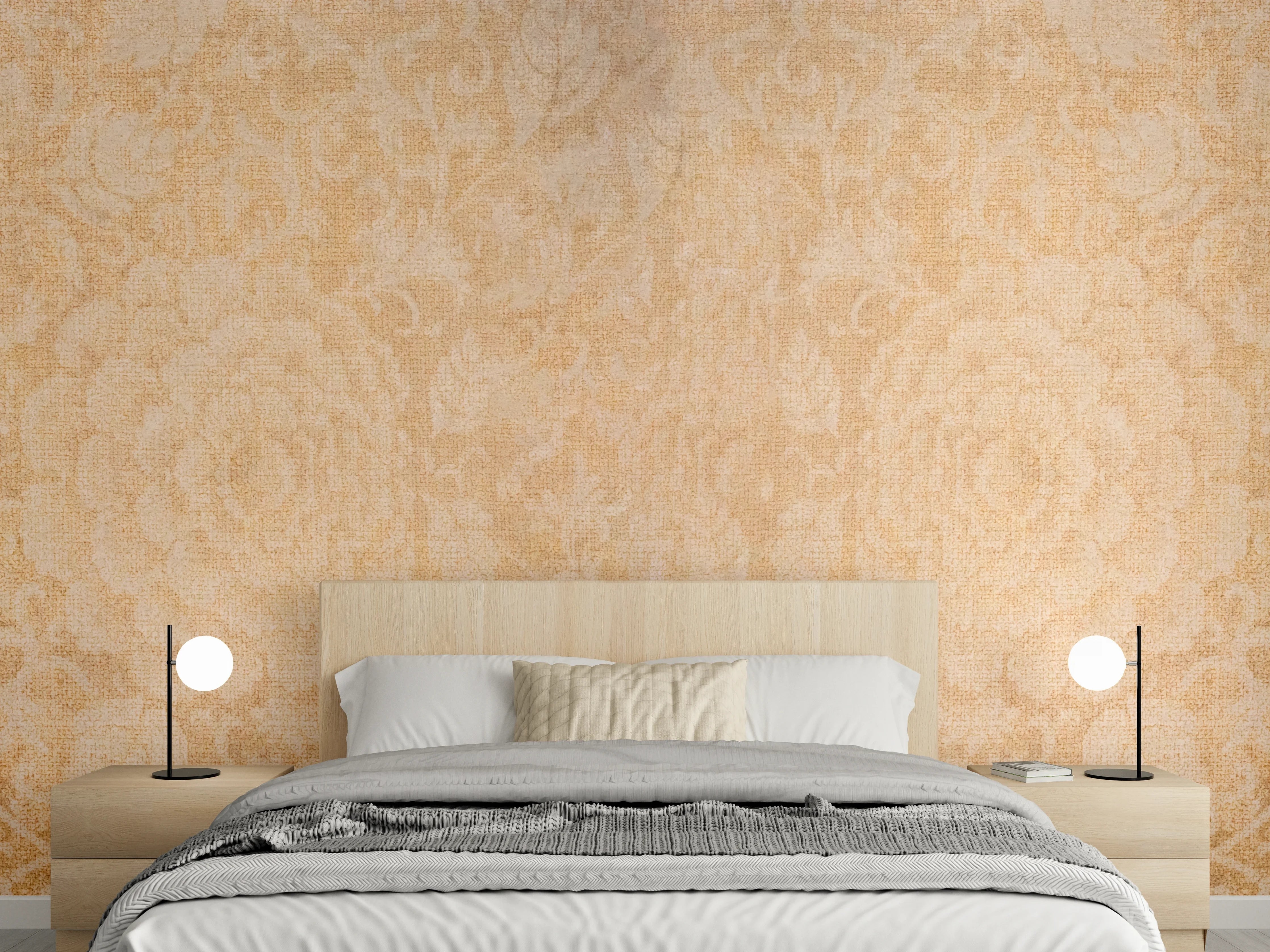 Wandverkleidung Schlafzimmer - Vintage Blumenmuster Fliesenbeige