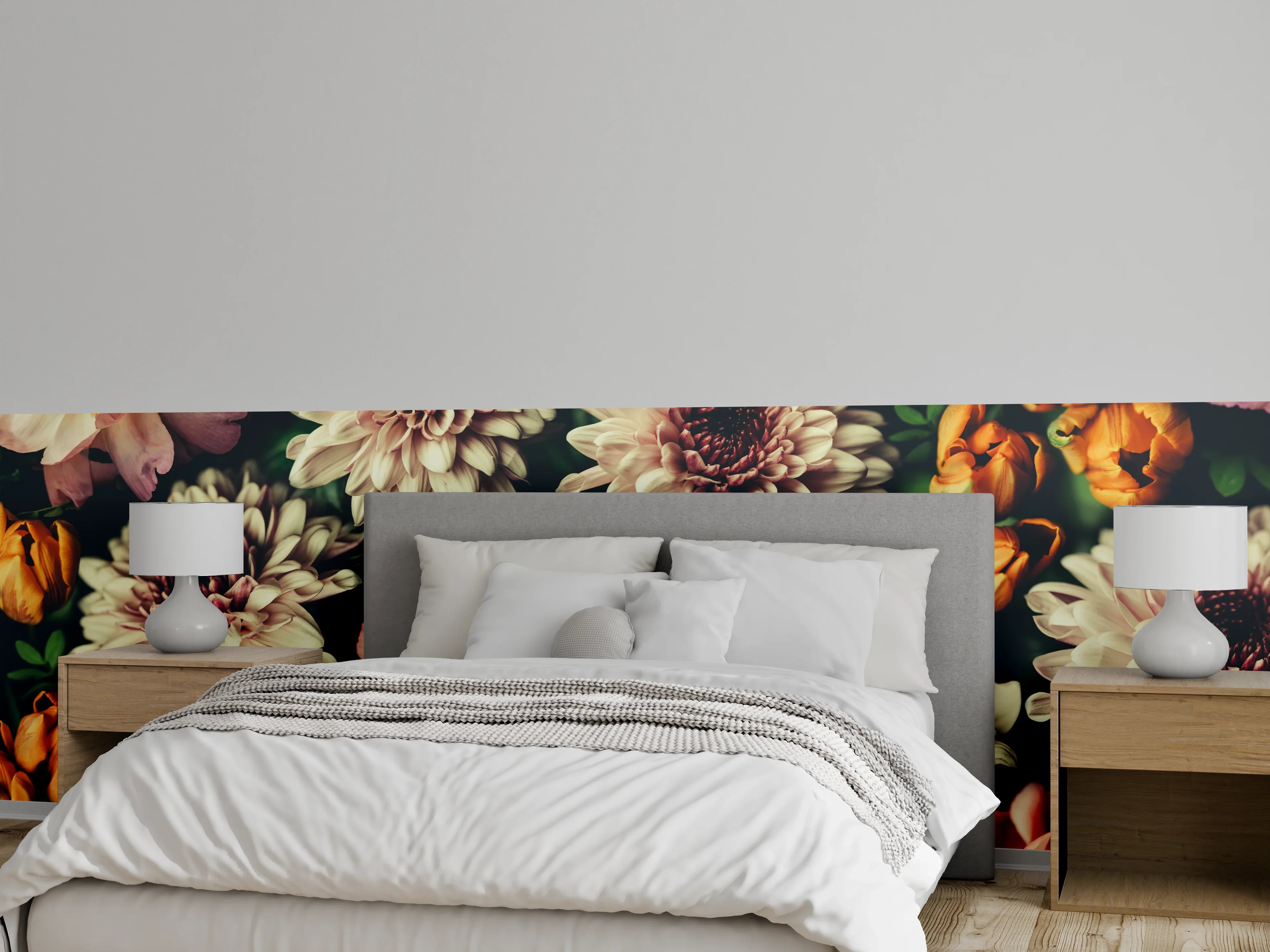 Wandverkleidung Schlafzimmer - Vintage-Bouquet mit schönen Blumen