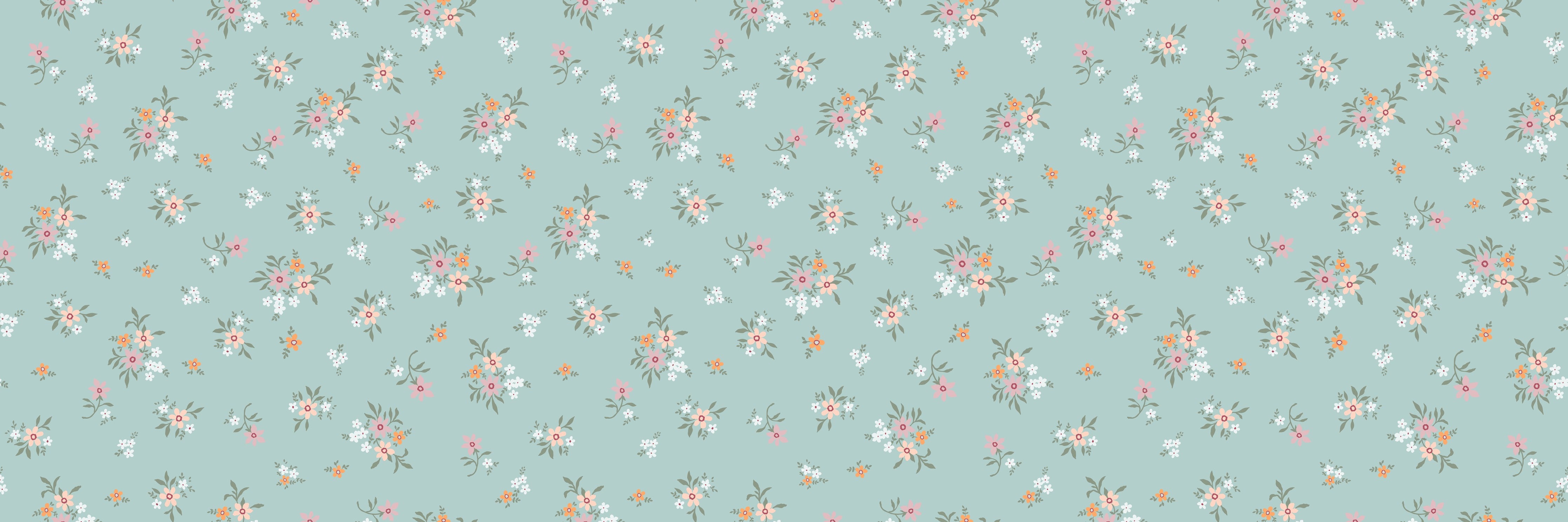 Wandverkleidung Schlafzimmer-Vintage Ditsy Blumenmuster Türkis