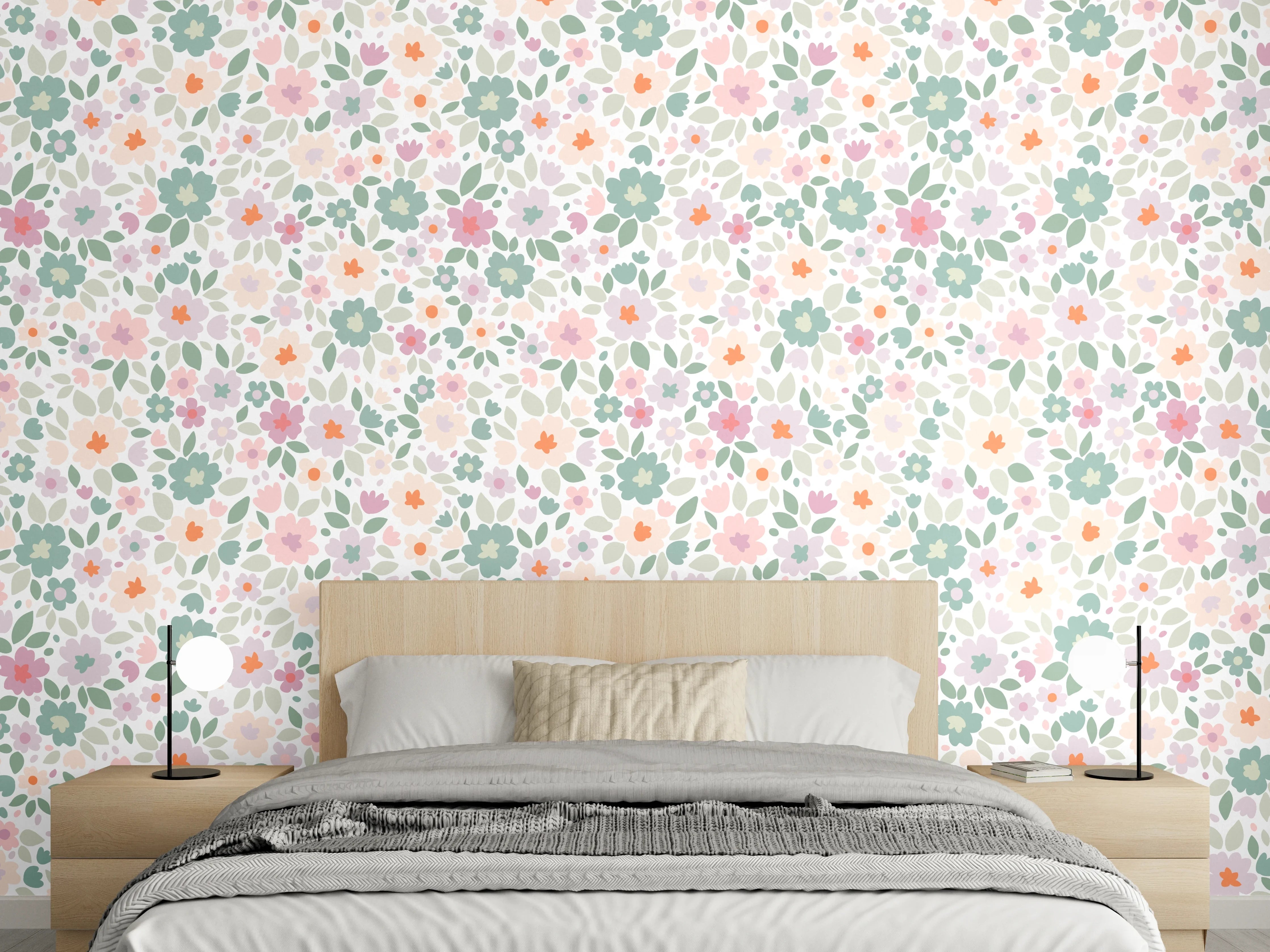 Wandverkleidung Schlafzimmer - Vintage Ditsy Pattern in Rosa