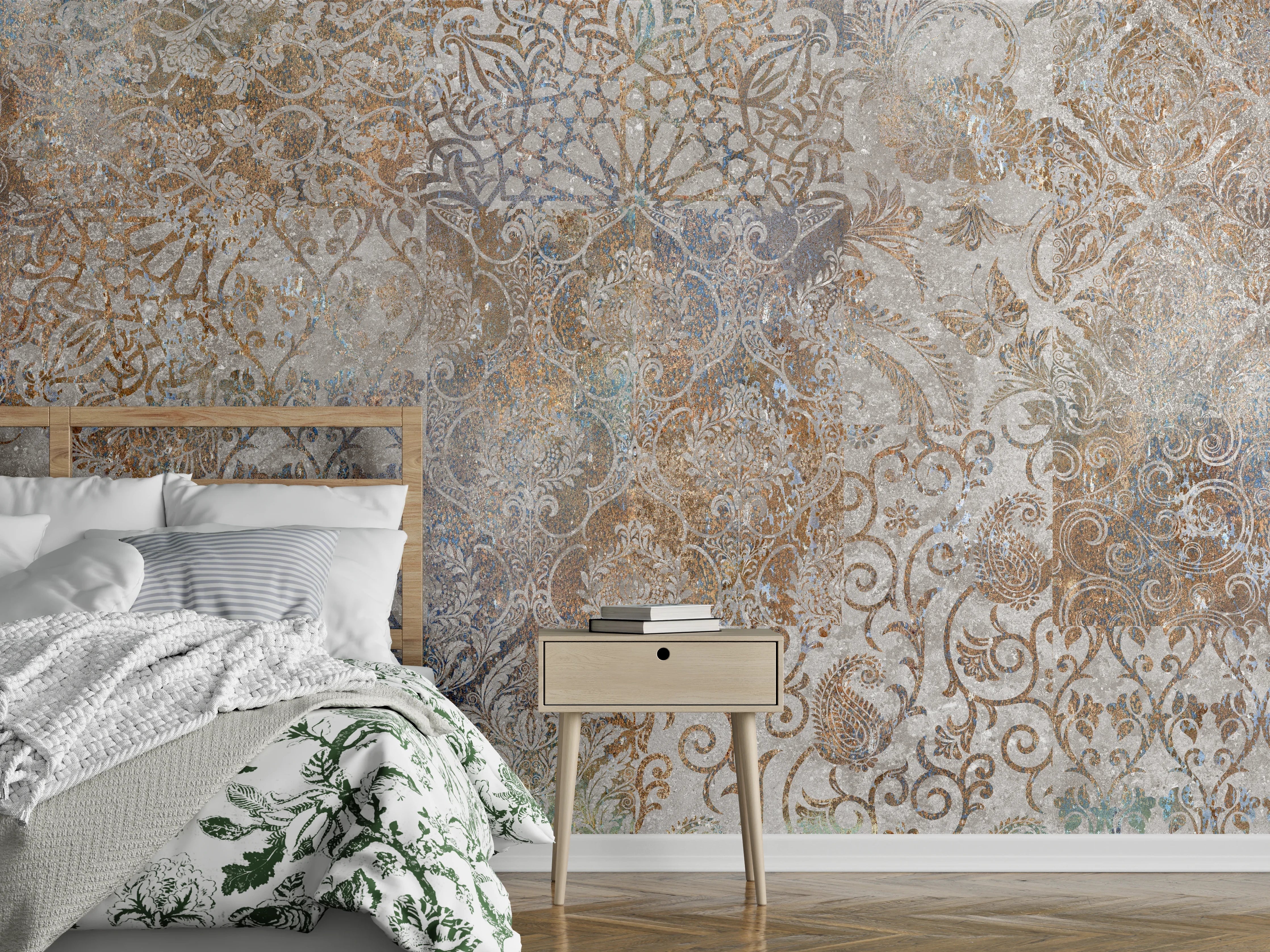 Wandverkleidung Schlafzimmer - Vintage Florales Design