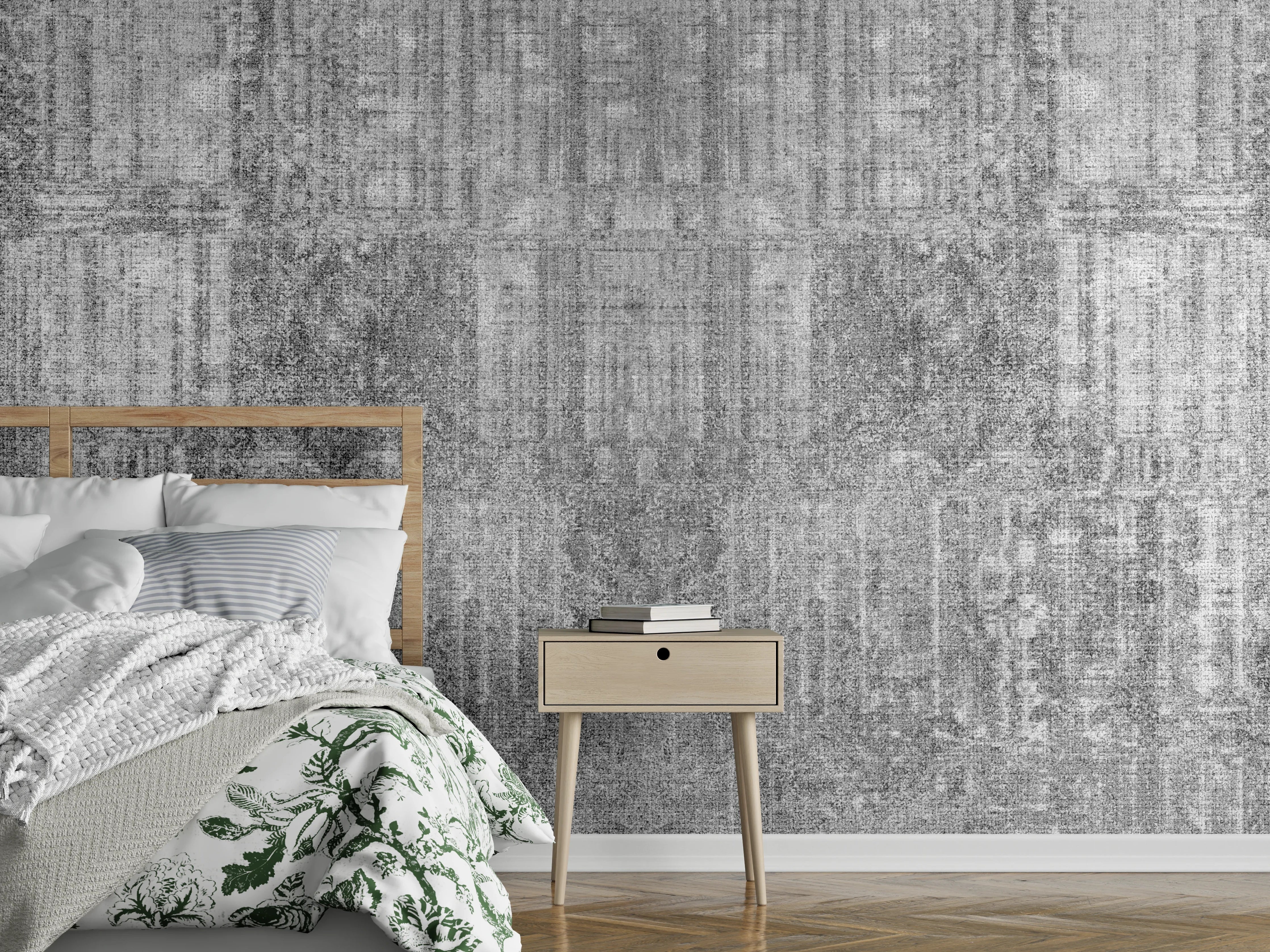 Wandverkleidung Schlafzimmer - Vintage Grau-Beton Textur Panorama