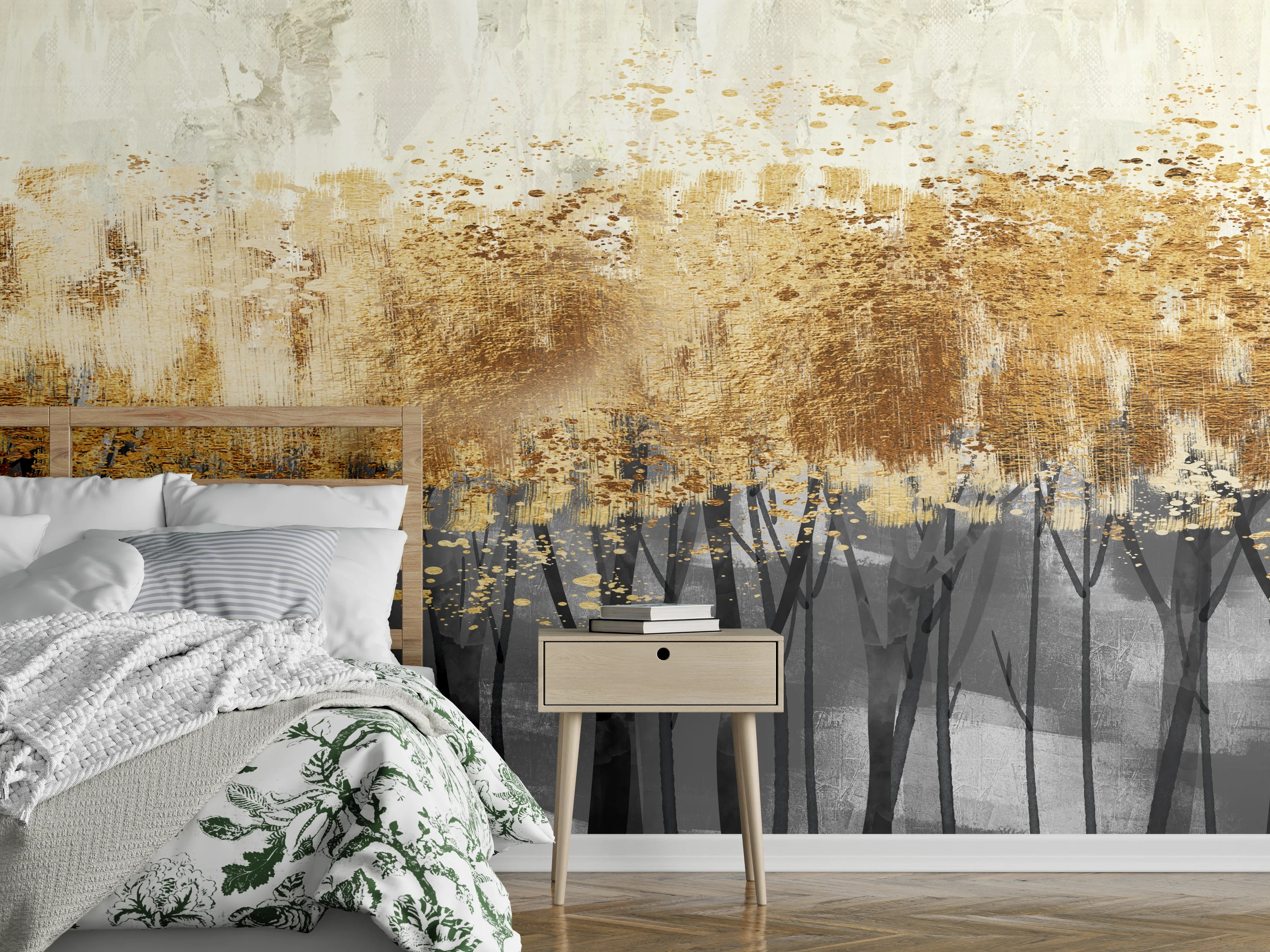 Wandverkleidung Schlafzimmer - Vintage Kunstmalerei