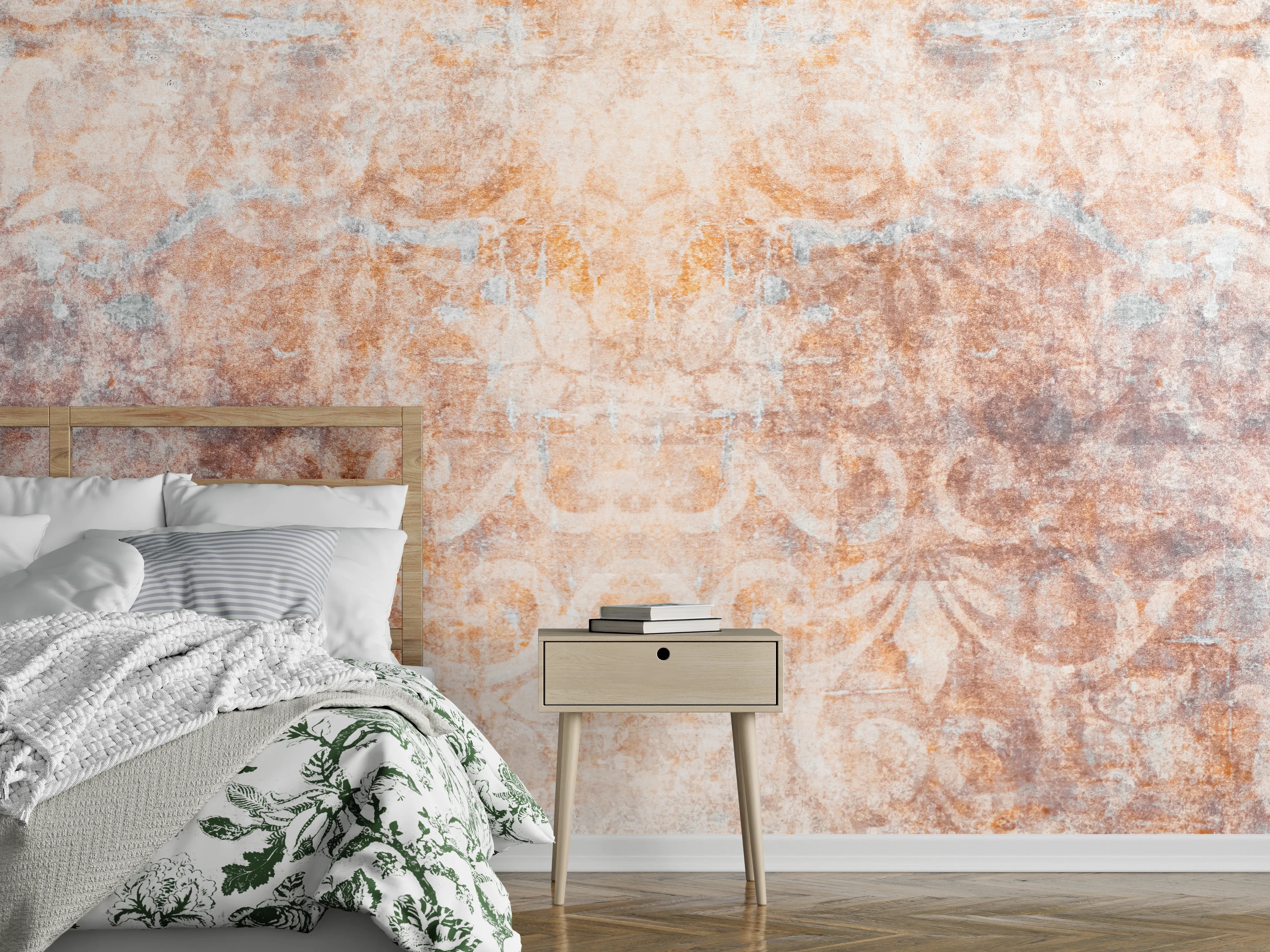 Wandverkleidung Schlafzimmer - Vintage Ornamente mit Used-Look