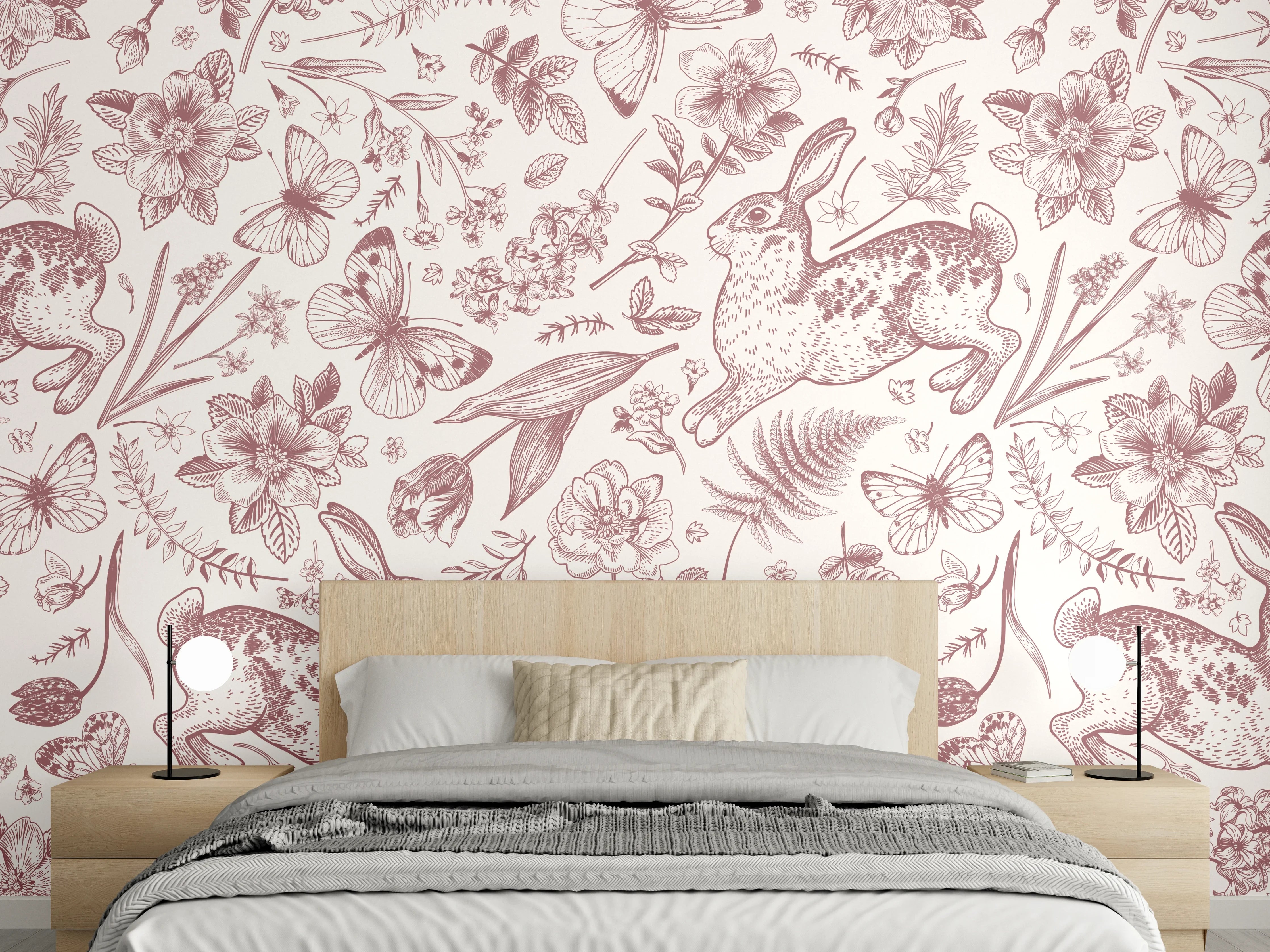 Wandverkleidung Schlafzimmer - Vintage Rosa Blumenmuster