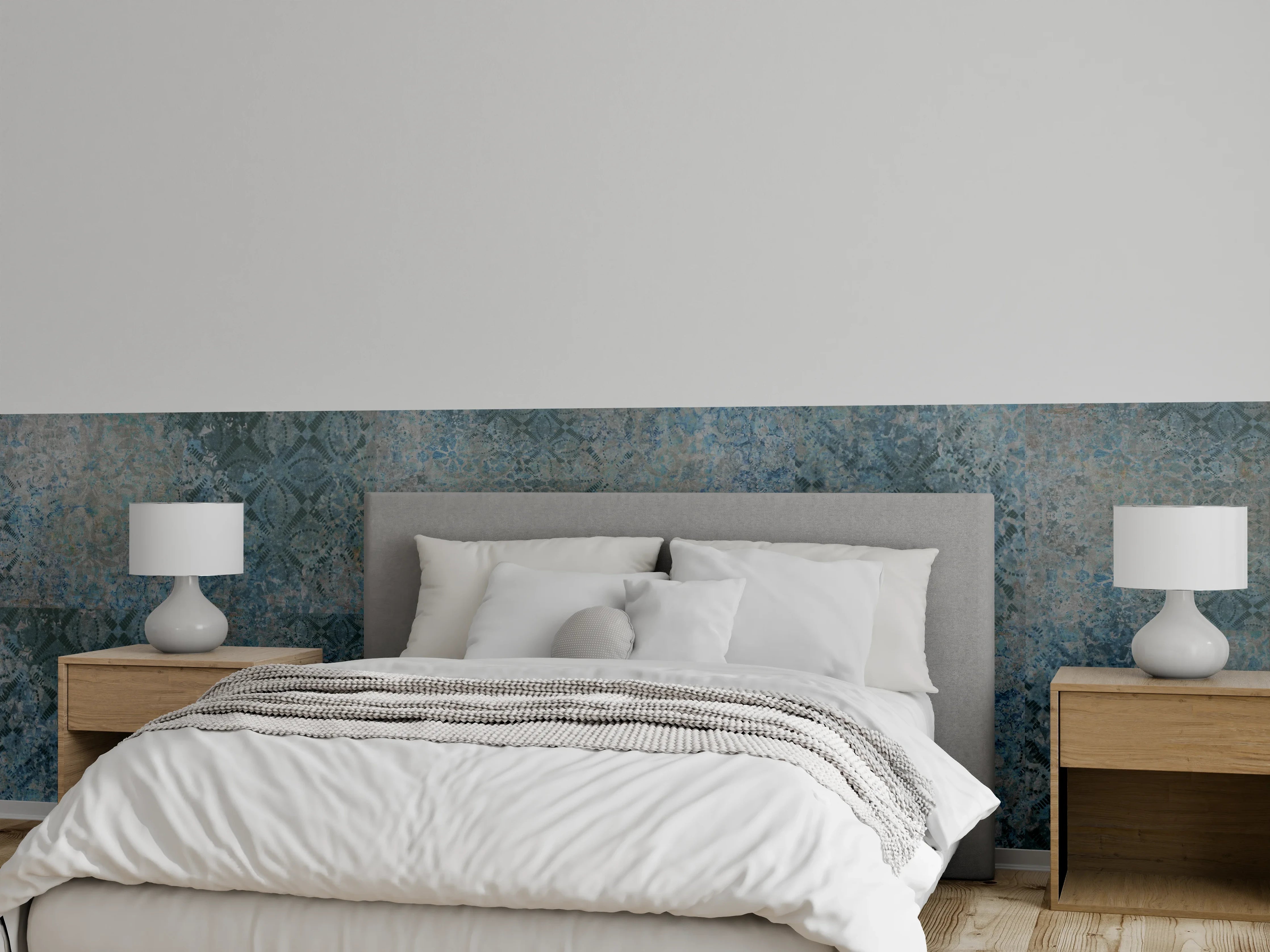 Wandverkleidung Schlafzimmer - Vintage-Türkis-Grau-Mosaikfliesen