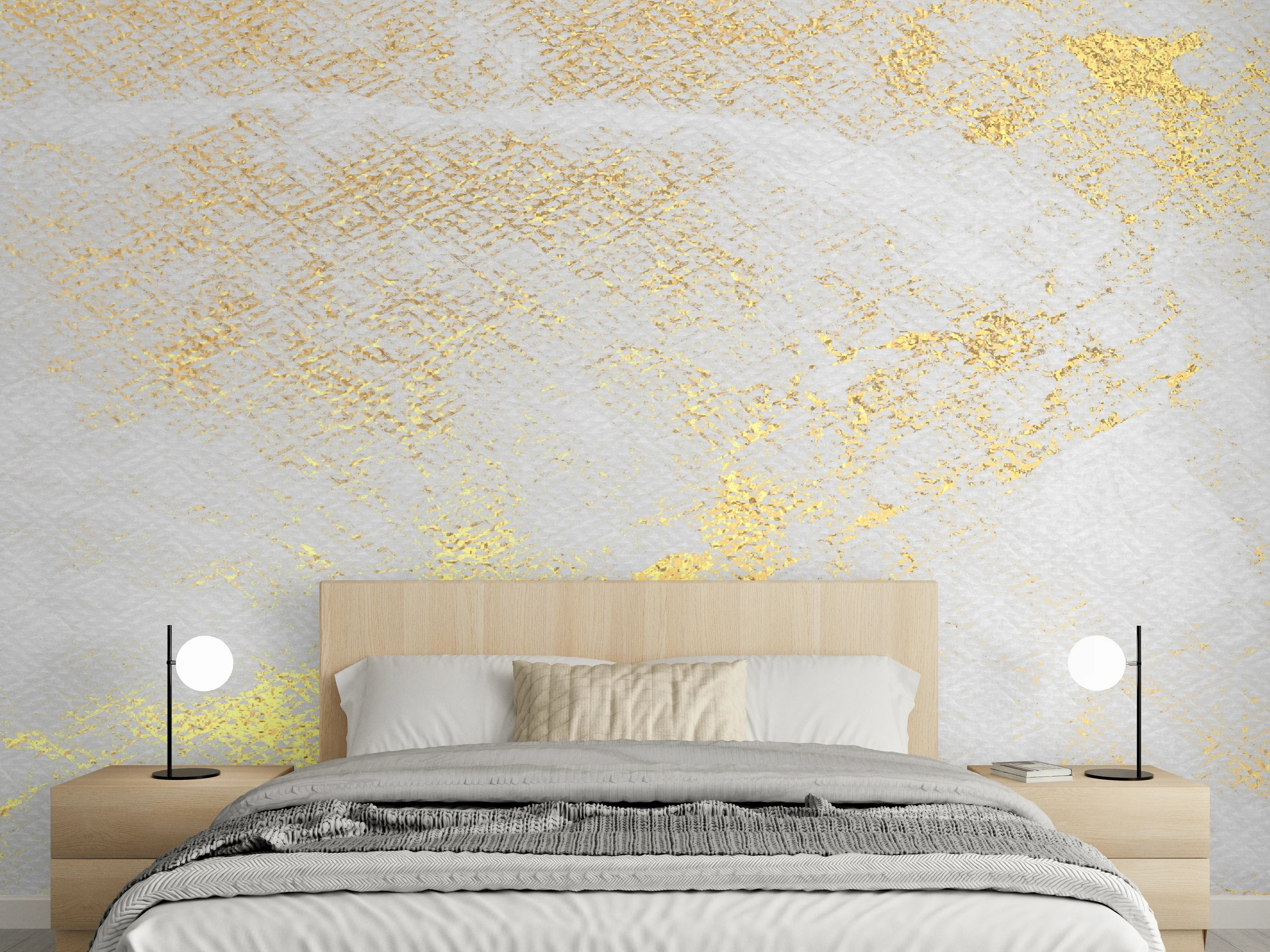 Wandverkleidung Schlafzimmer - Vintage Zement - Gold