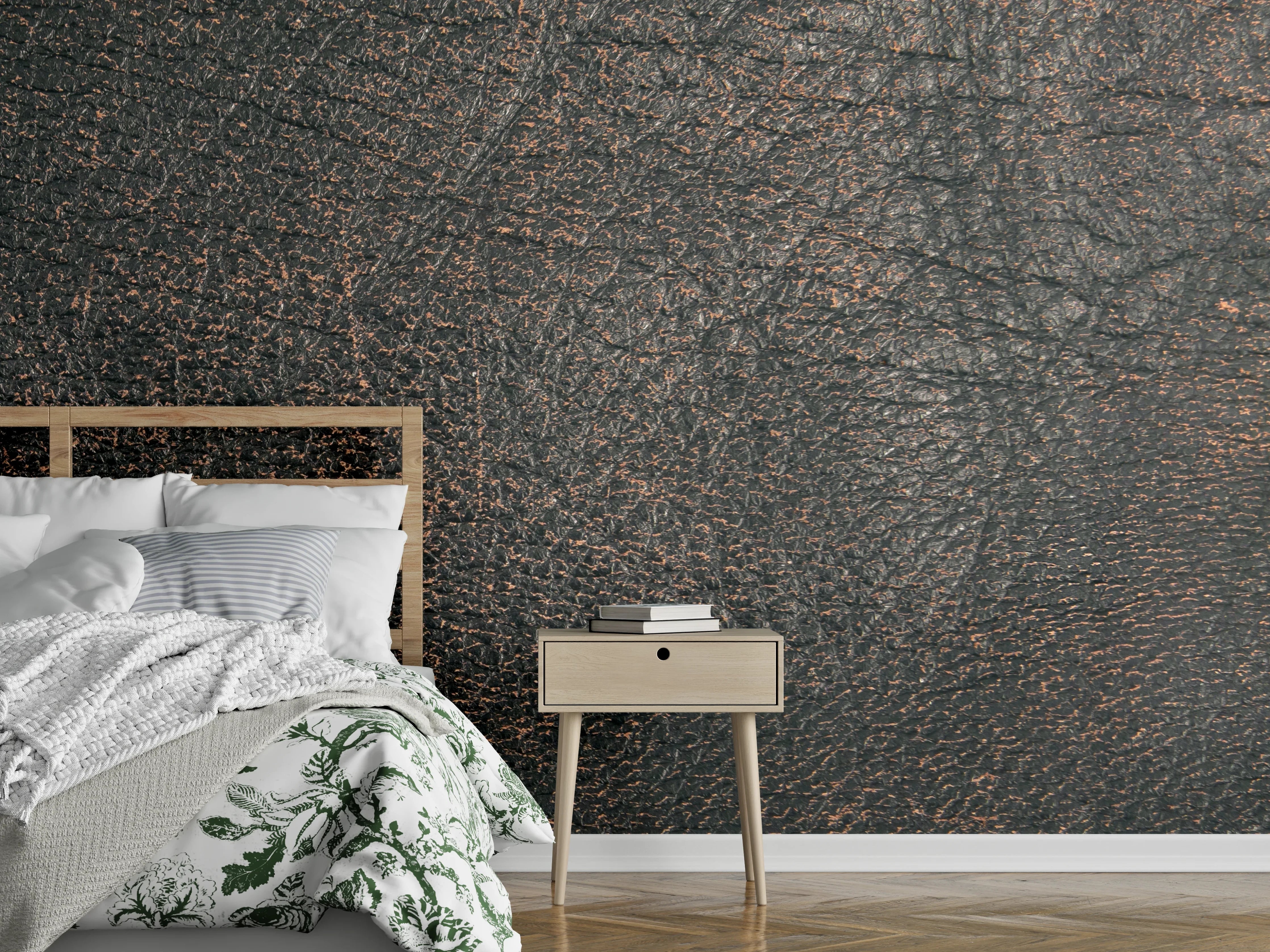 Wandverkleidung Schlafzimmer - Vintage braune Lederstruktur