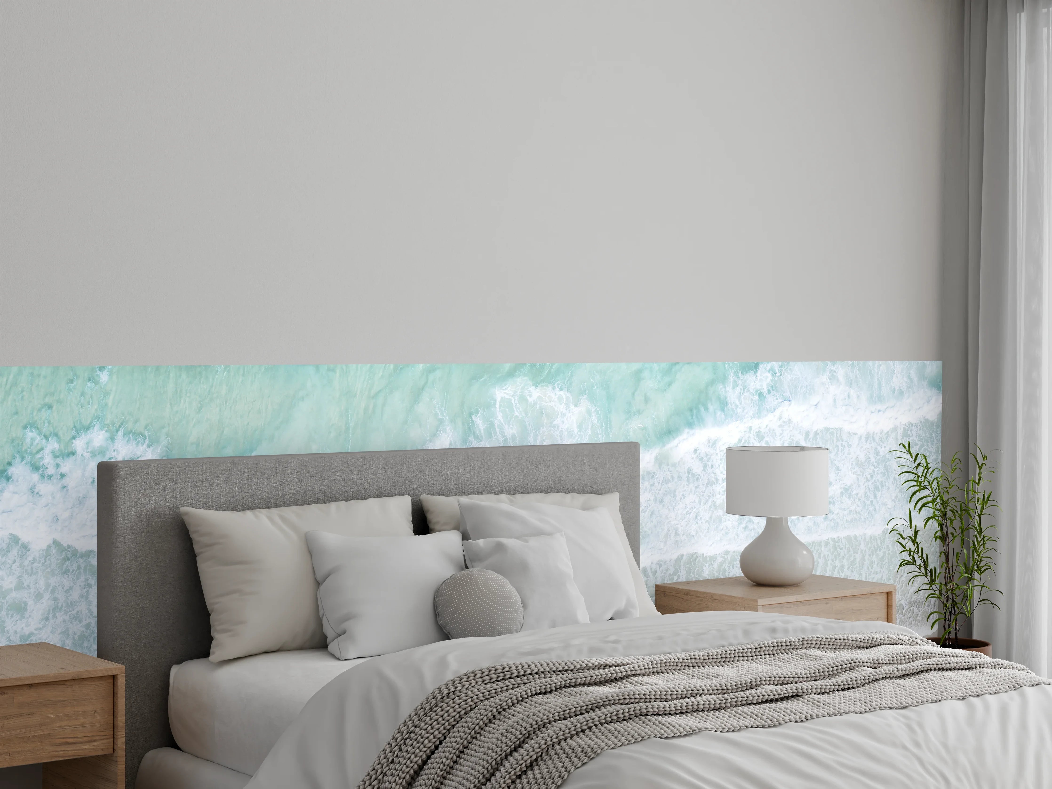 Wandverkleidung Schlafzimmer - Vogelperspektive - Ozean an der Küste