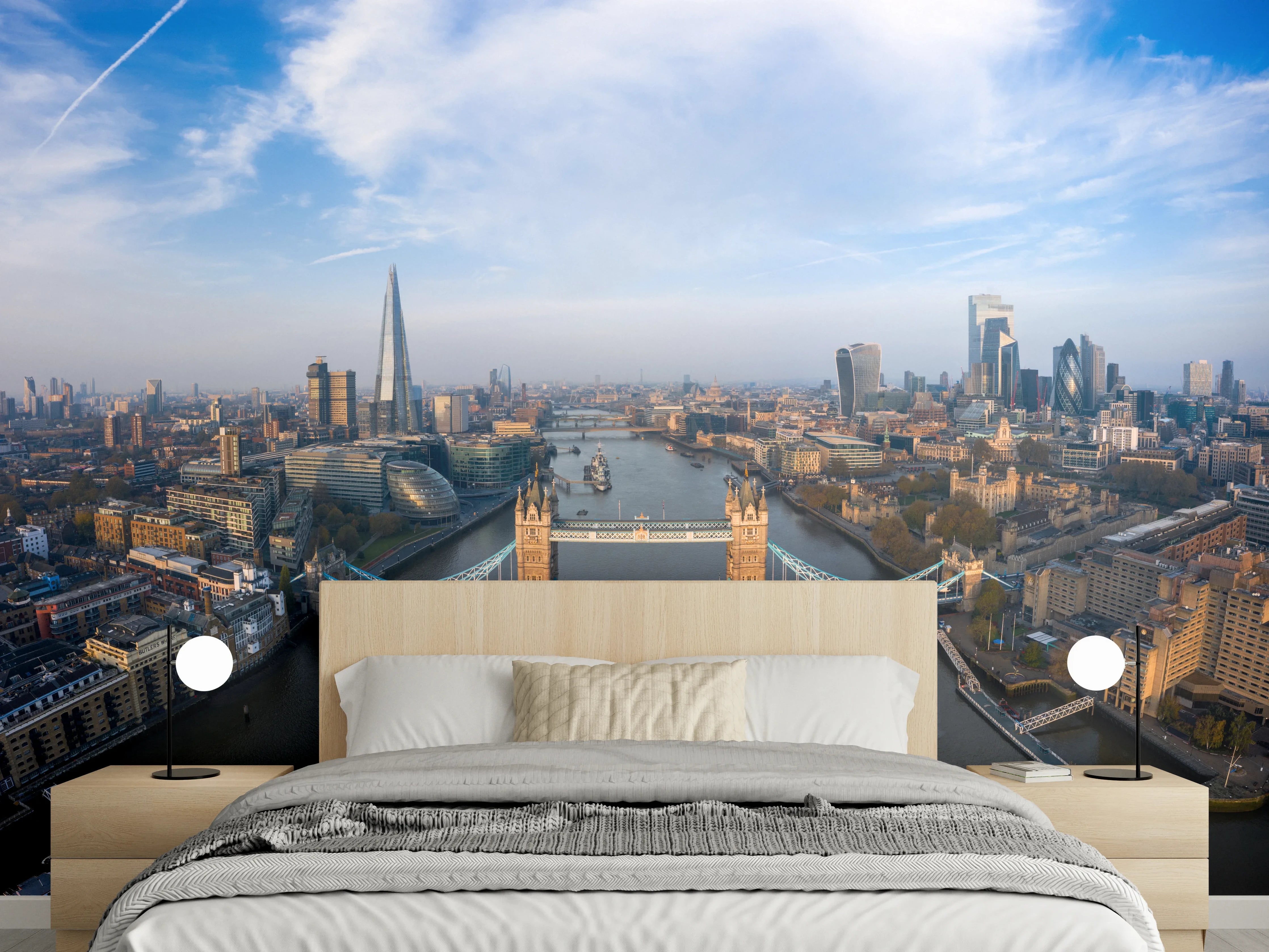 Wandverkleidung Schlafzimmer - Vogelperspektive der Tower Bridge, London
