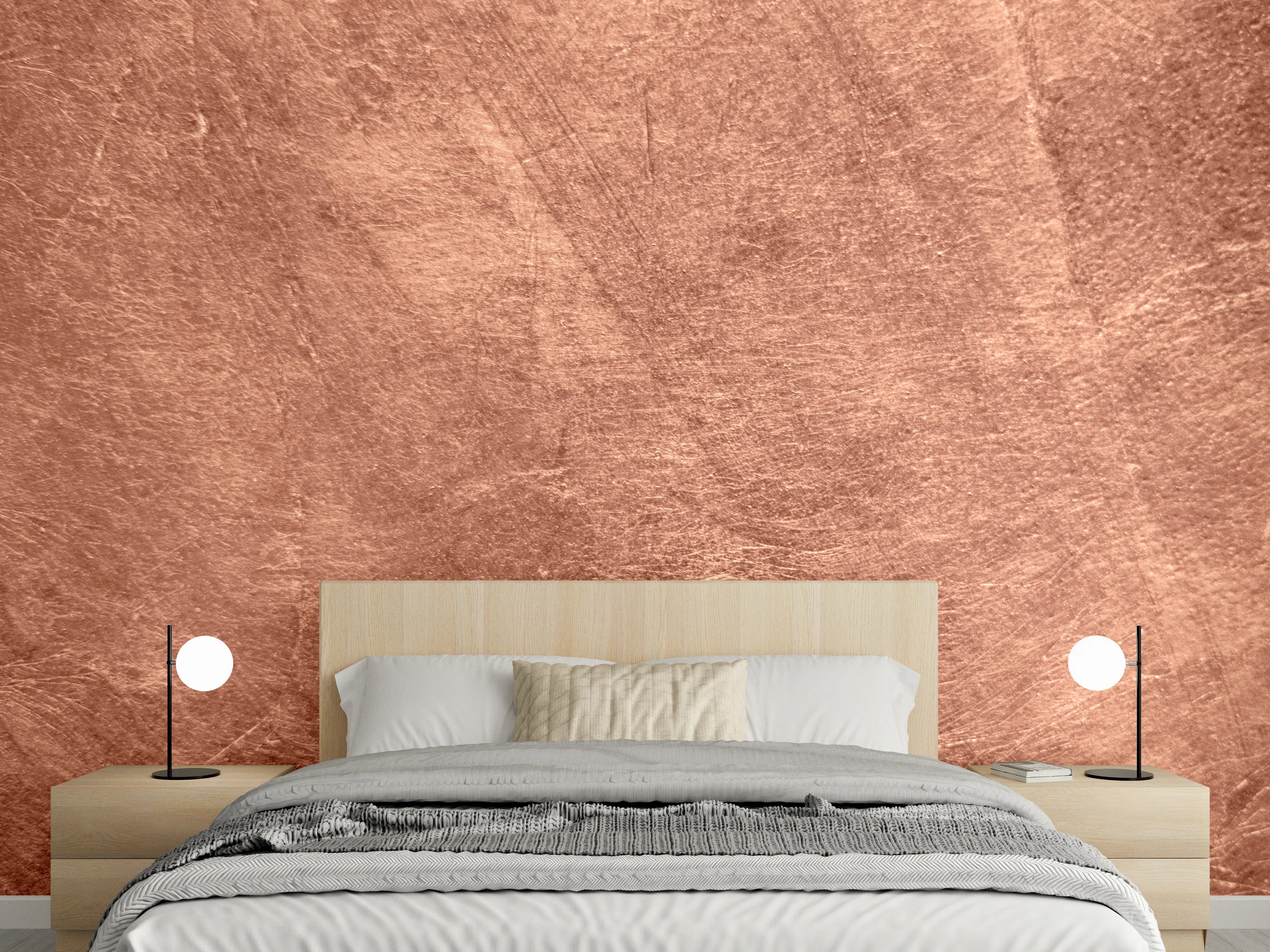 Wandverkleidung Schlafzimmer - Wärme Kupferstruktur für modernes Ambiente