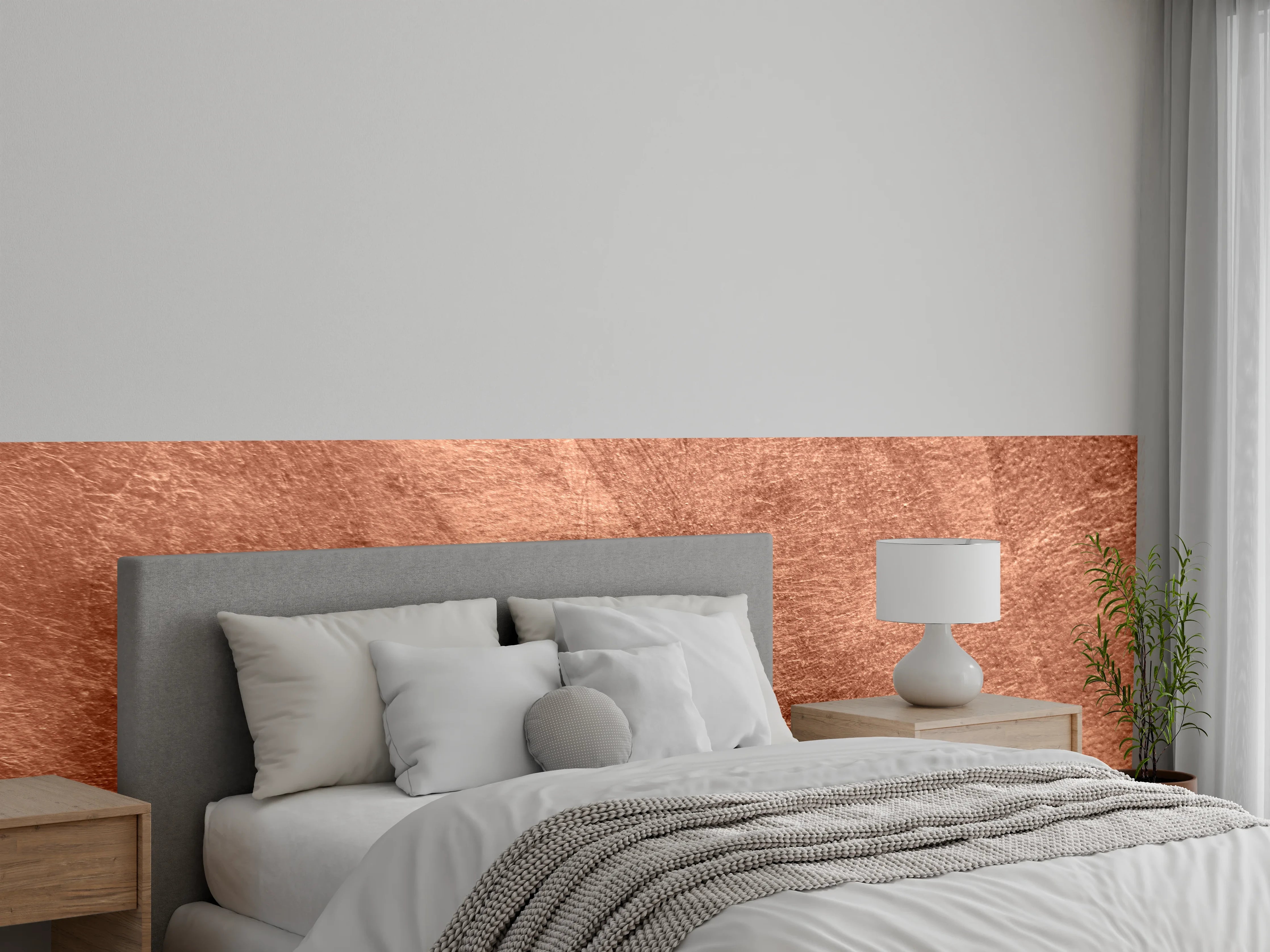 Wandverkleidung Schlafzimmer - Wärme Kupferstruktur für modernes Ambiente