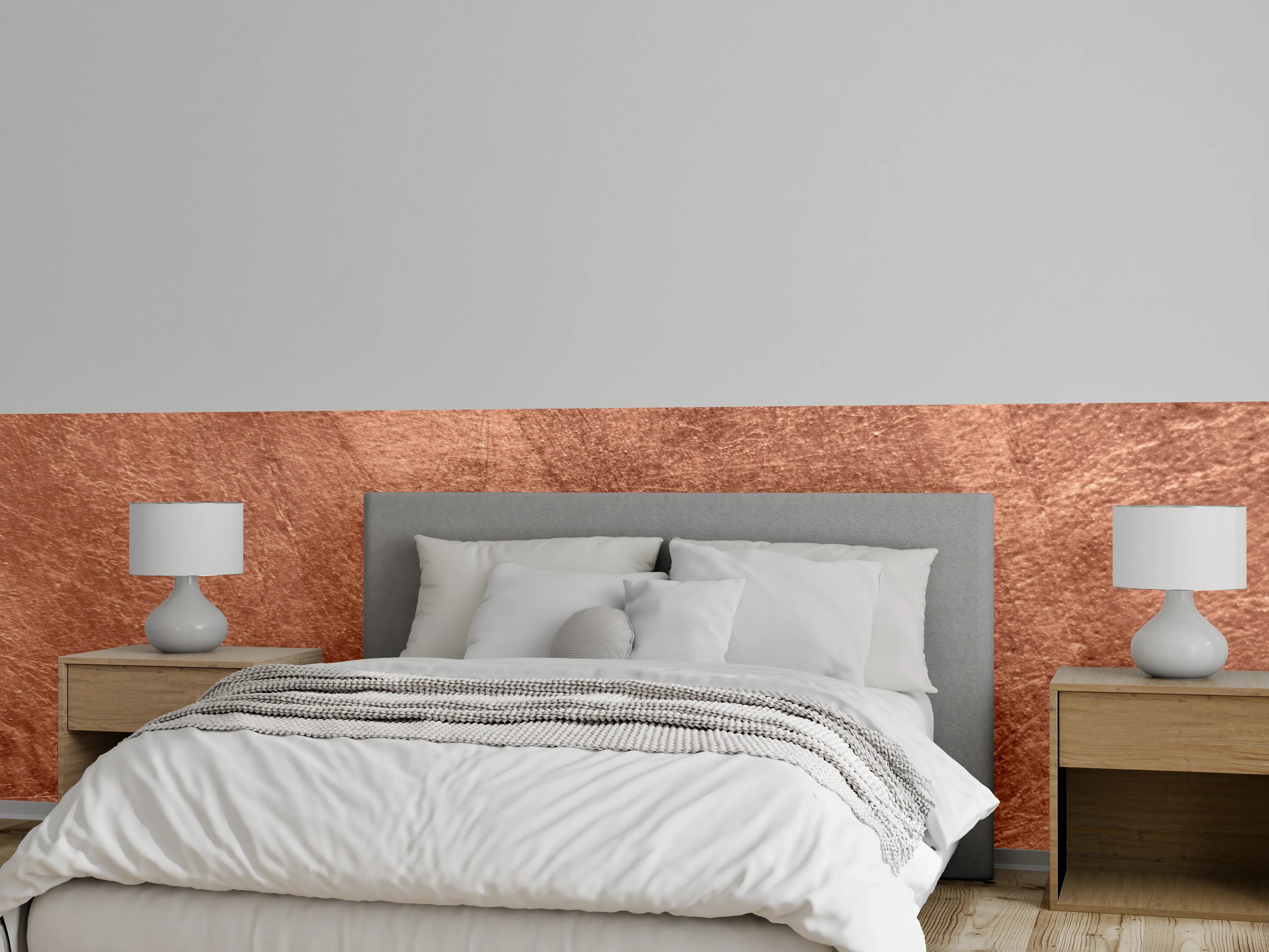 Wandverkleidung Schlafzimmer - Wärme Kupferstruktur für modernes Ambiente