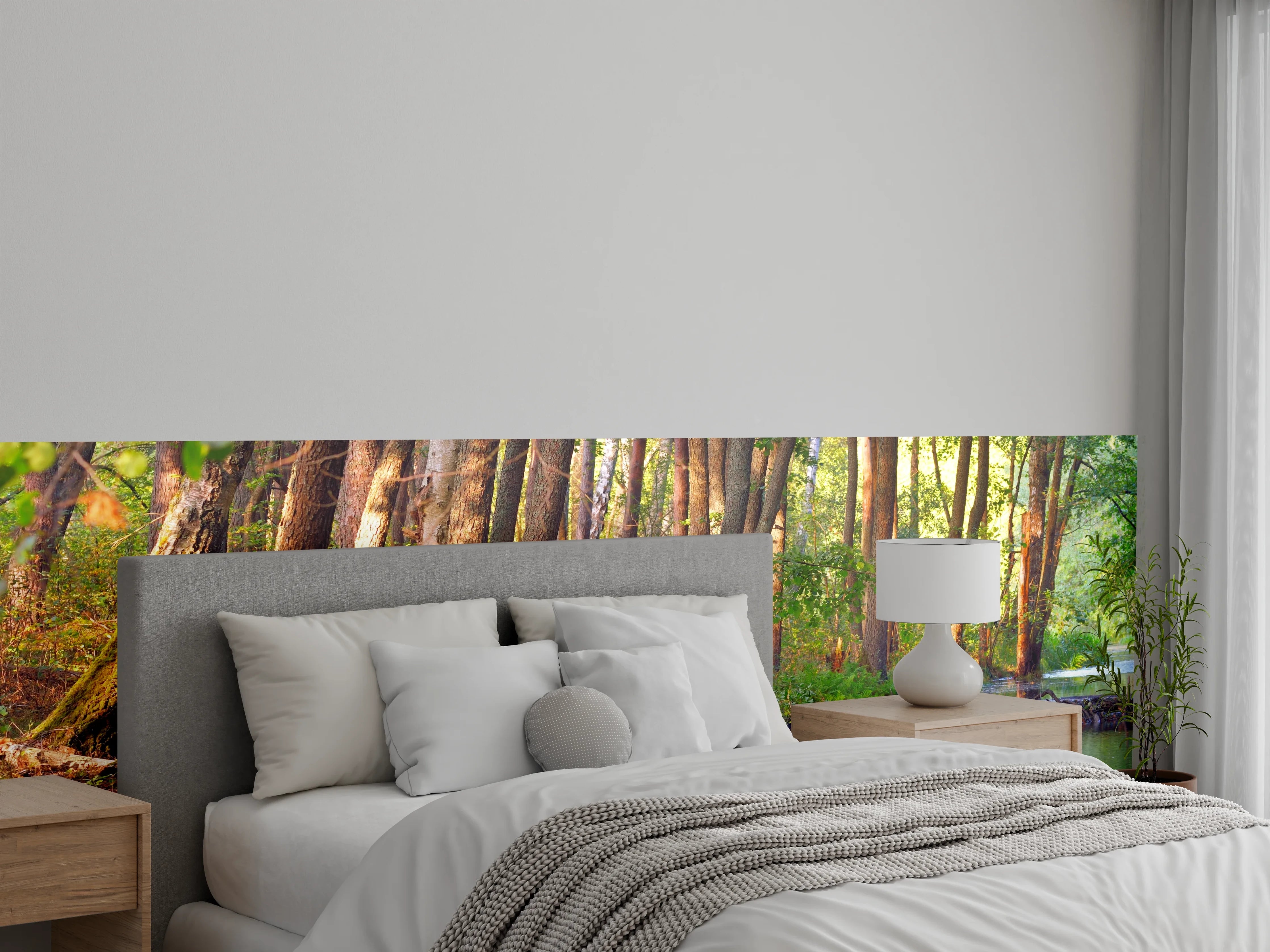 Wandverkleidung Schlafzimmer - Wald am Fluss – Naturidylle