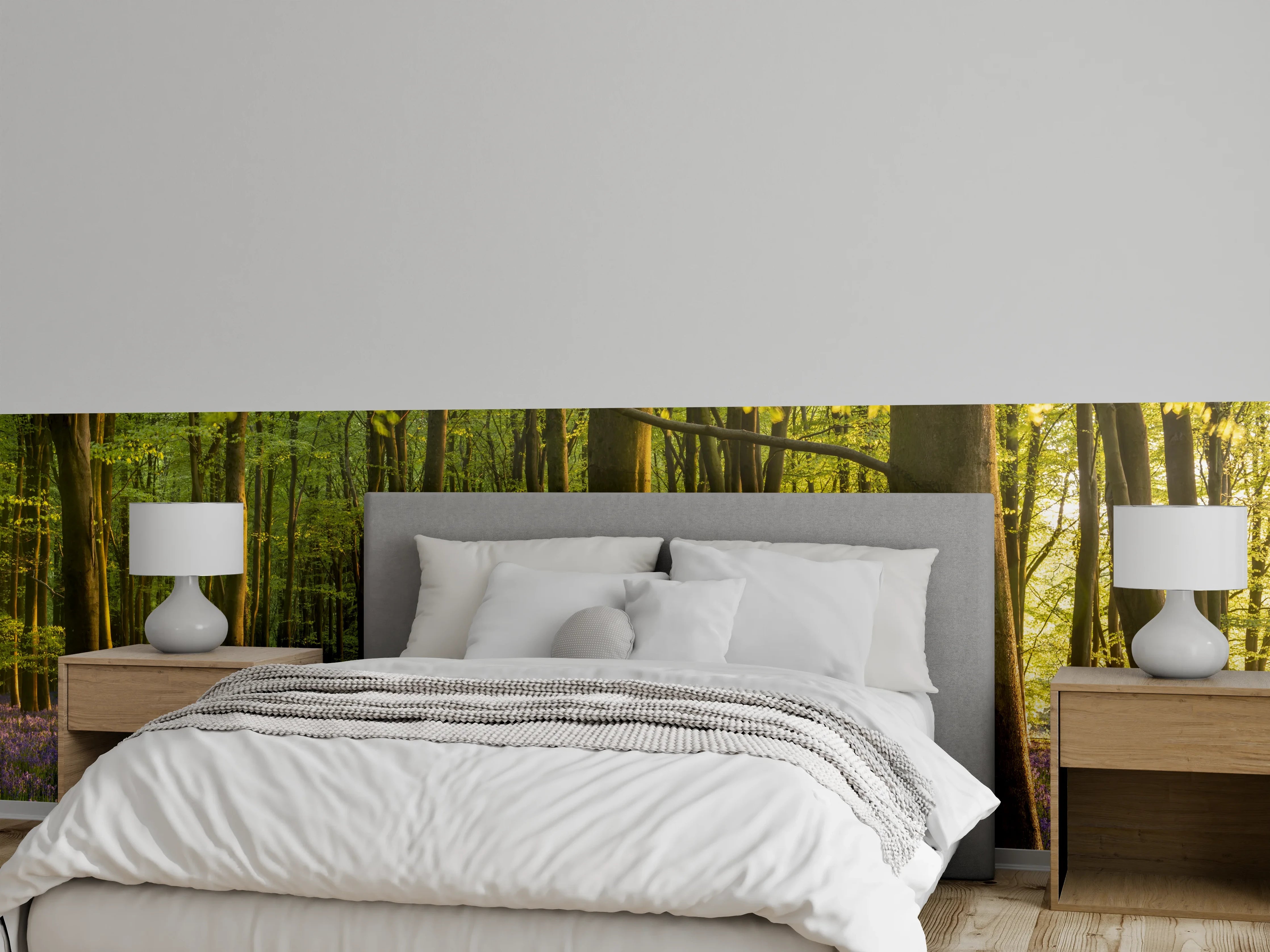 Wandverkleidung Schlafzimmer - Waldidylle mit Blütenmeer