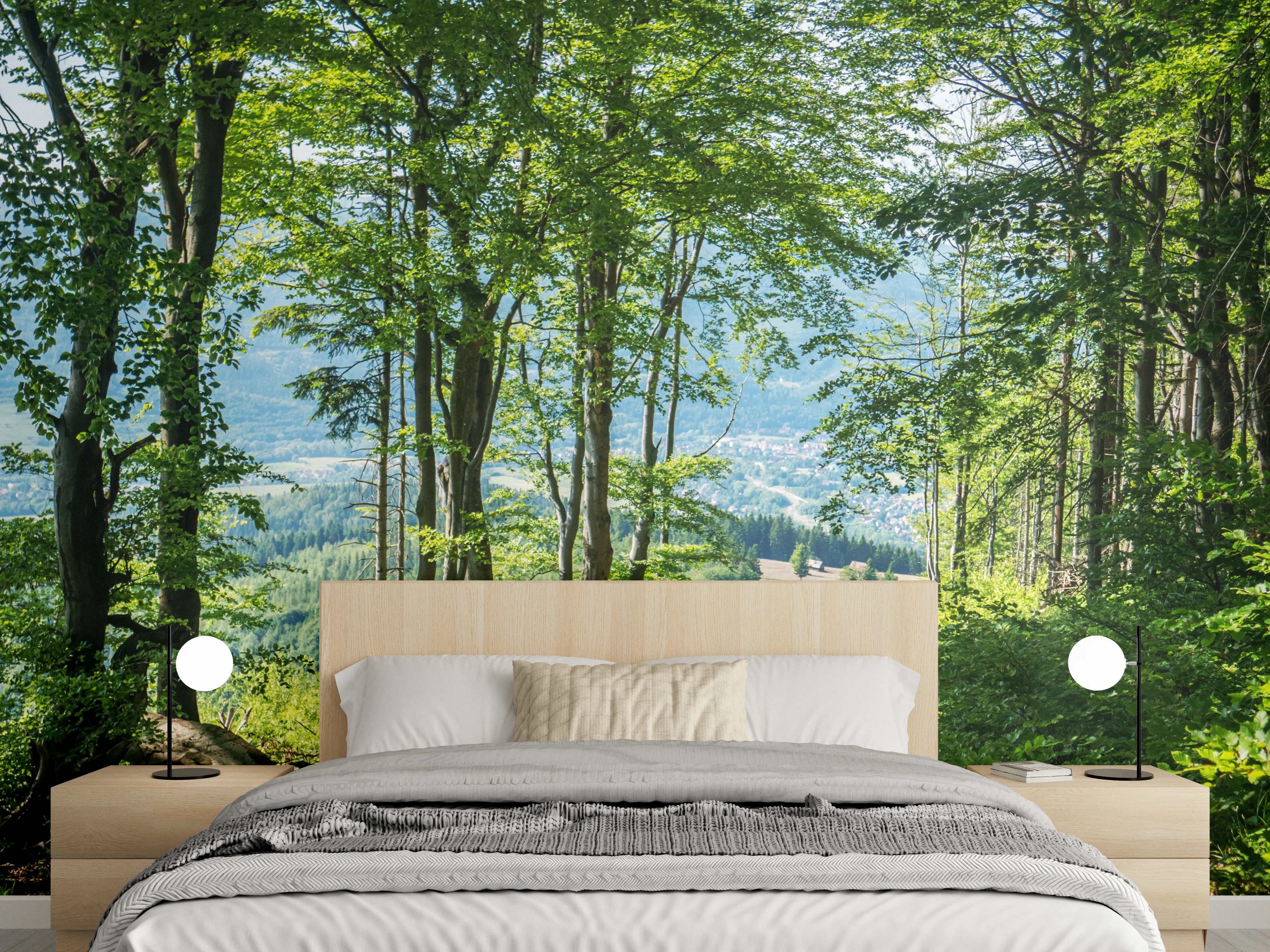 Wandverkleidung Schlafzimmer - Waldweg Beskiden Polen