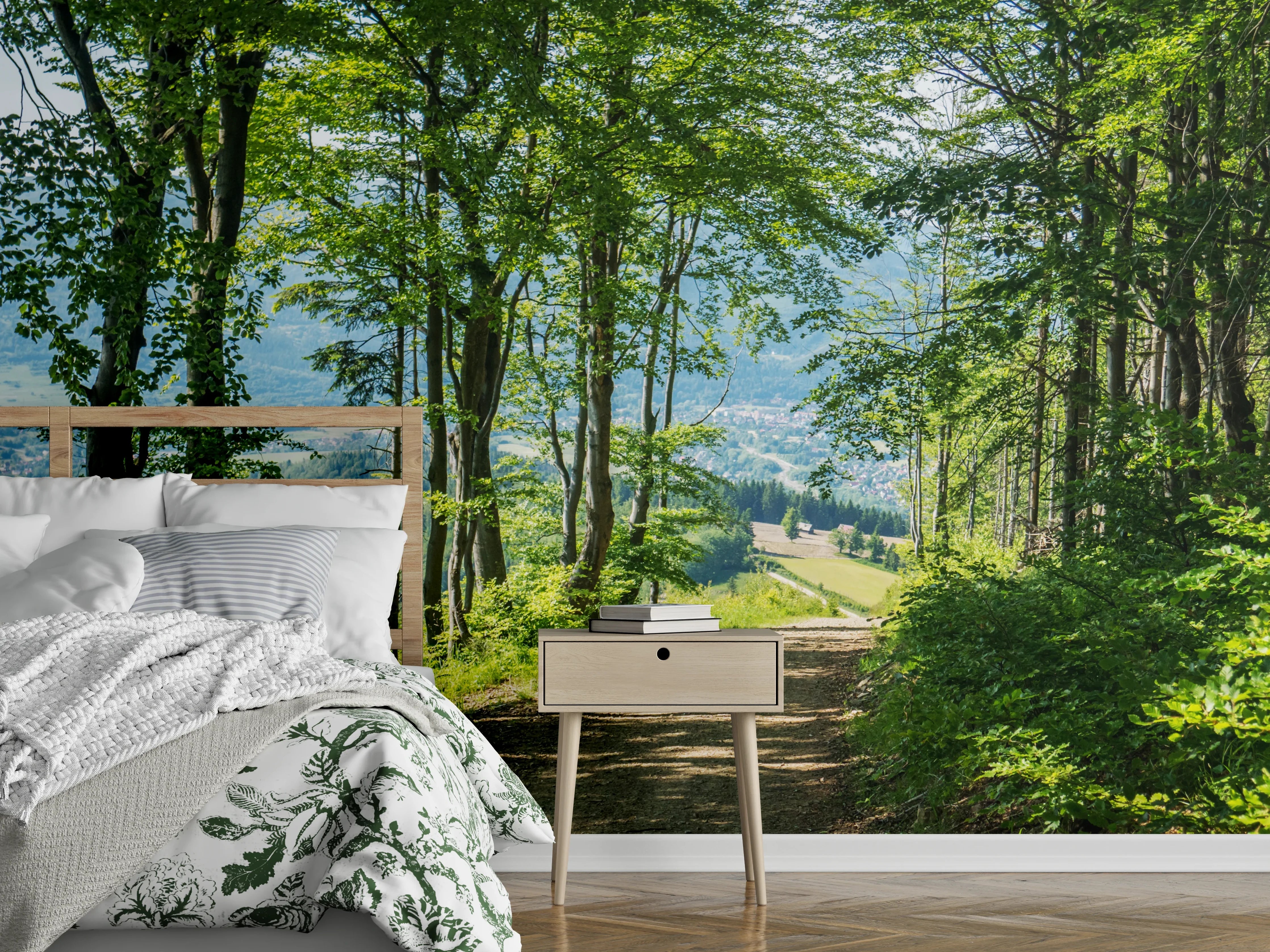 Wandverkleidung Schlafzimmer - Waldweg Beskiden Polen