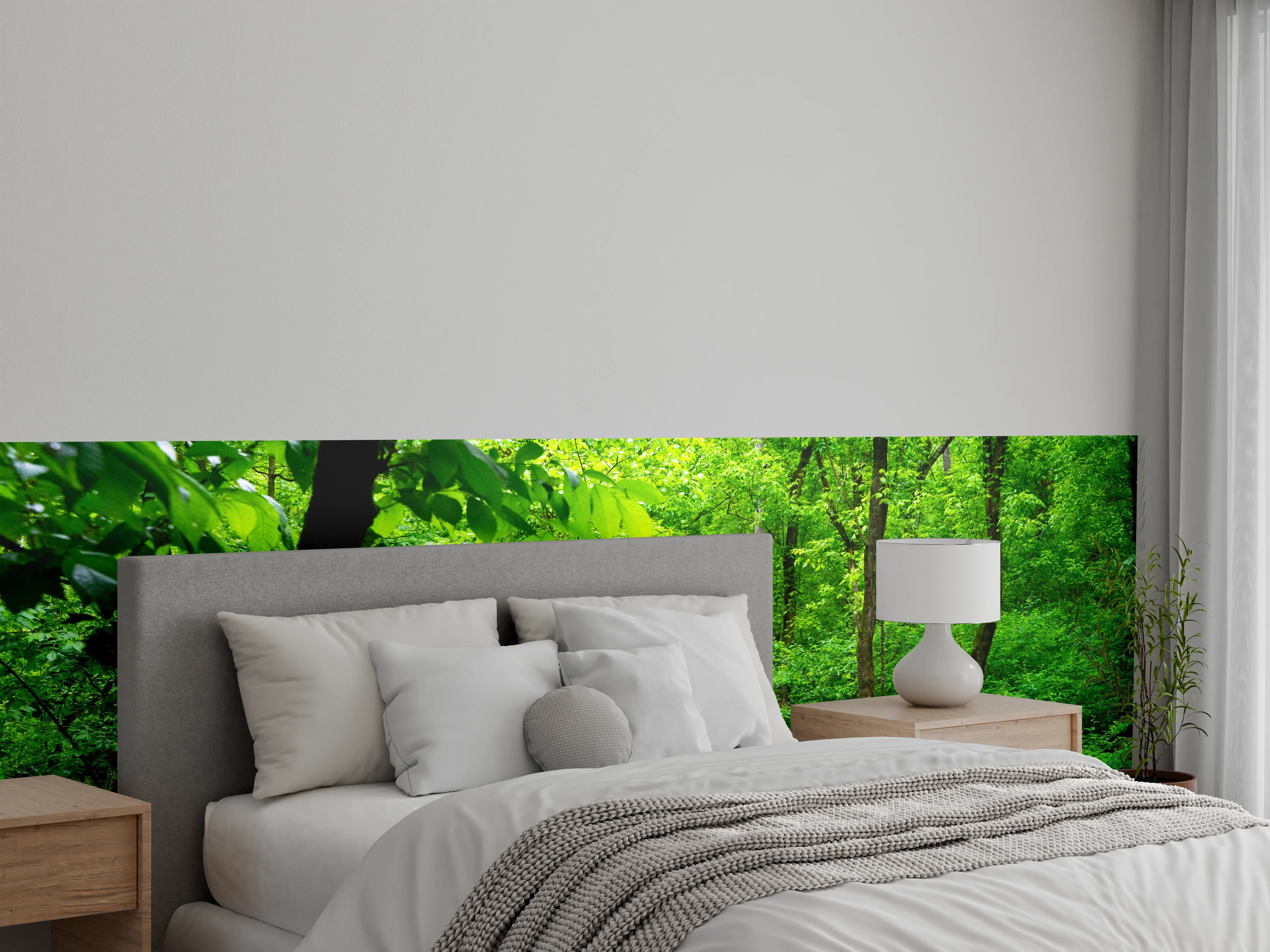 Wandverkleidung Schlafzimmer - Waldweg Natur Holzgrün Wandbild
