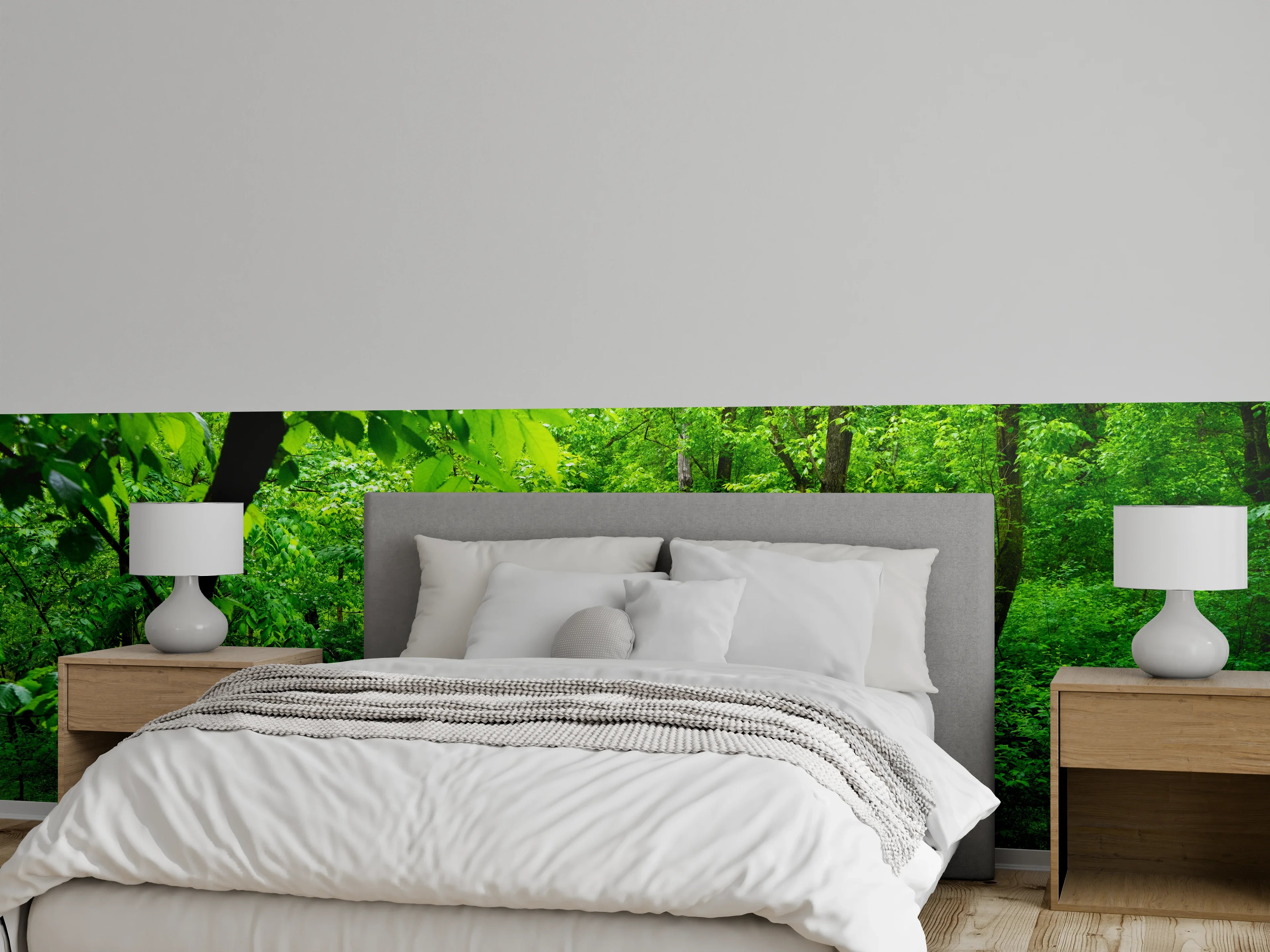 Wandverkleidung Schlafzimmer - Waldweg Natur Holzgrün Wandbild