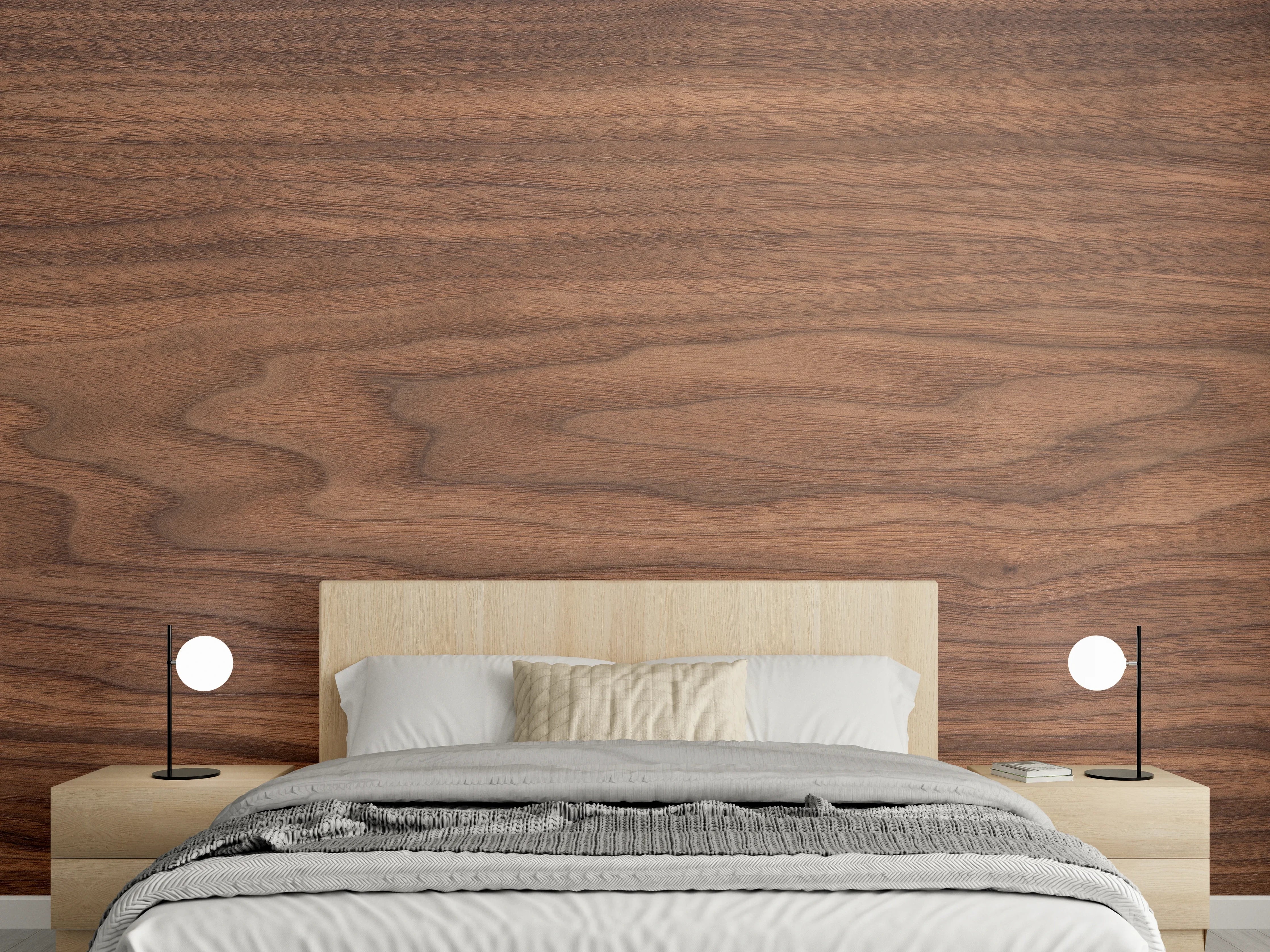 Wandverkleidung Schlafzimmer - Walnussholz Matt