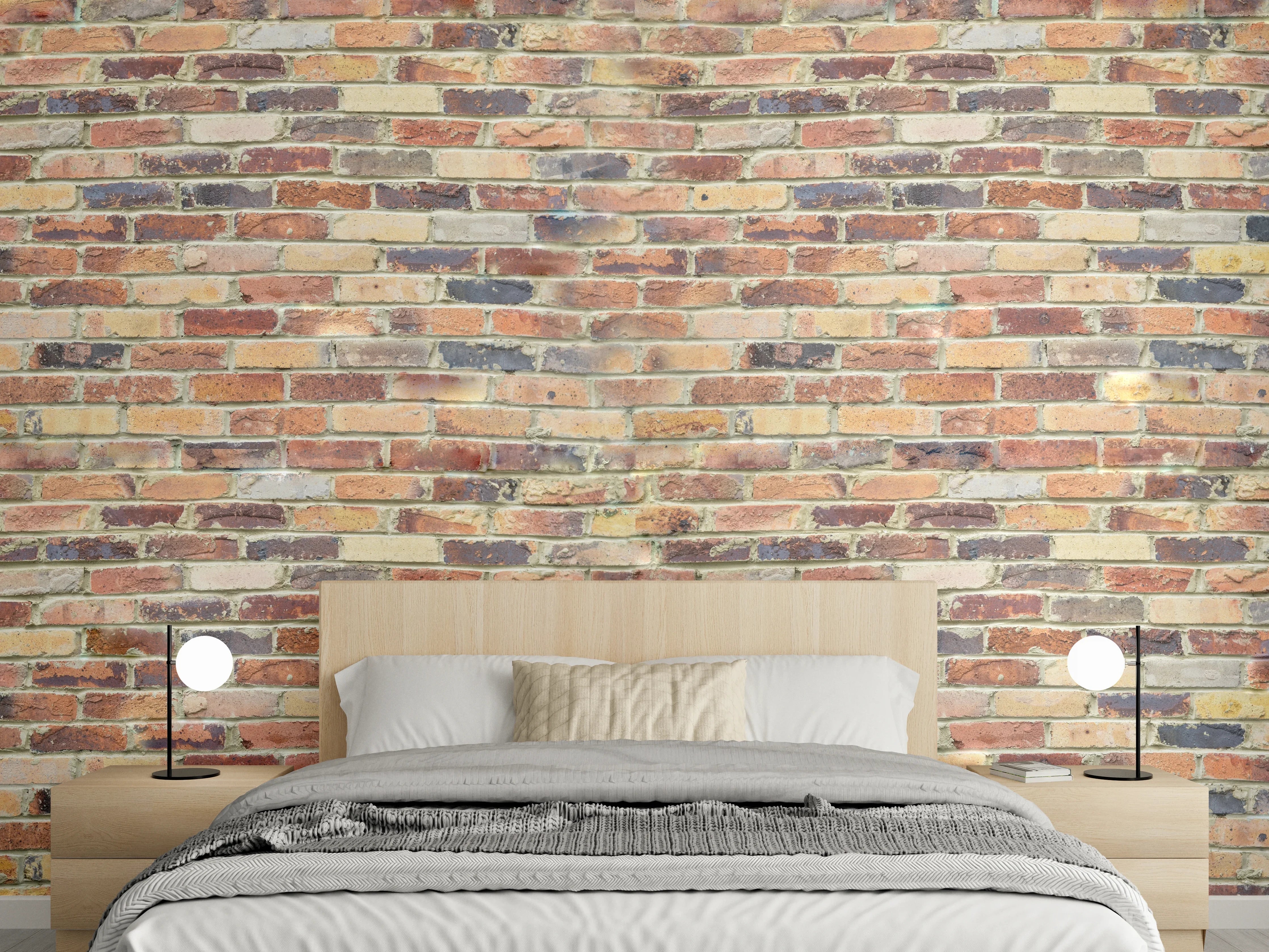 Wandverkleidung Schlafzimmer - Wand aus farbigen Ziegeln