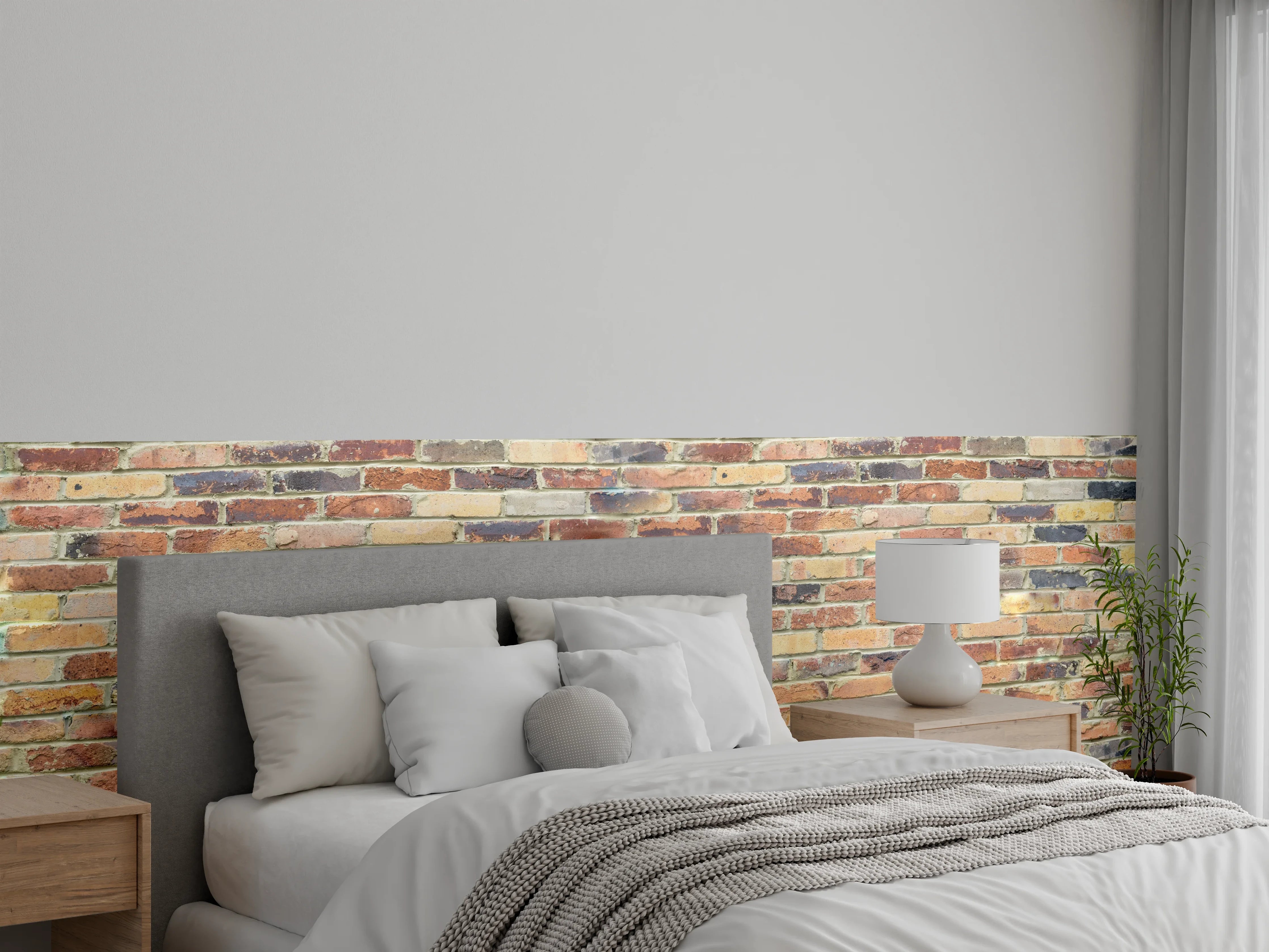 Wandverkleidung Schlafzimmer - Wand aus farbigen Ziegeln
