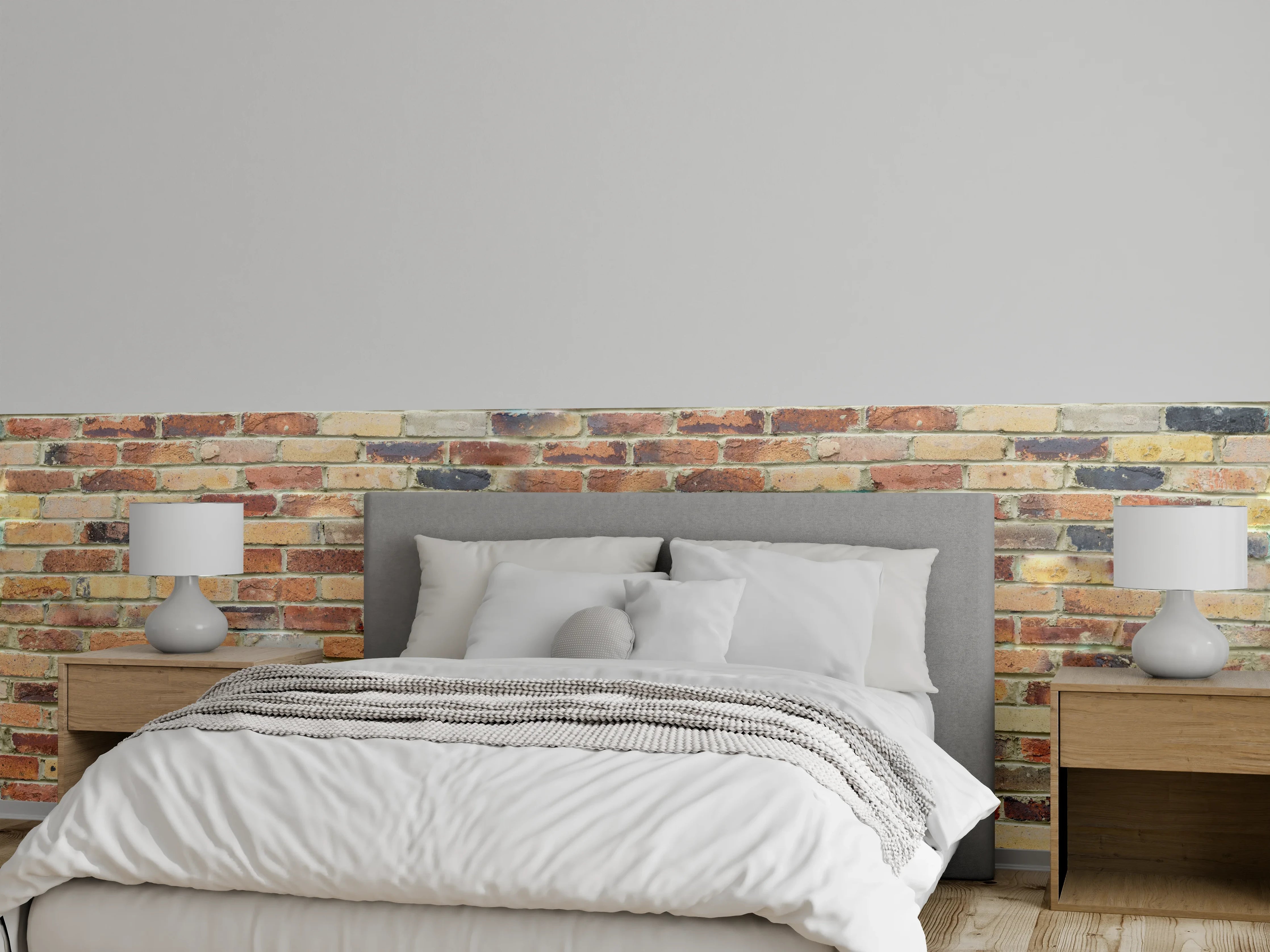 Wandverkleidung Schlafzimmer - Wand aus farbigen Ziegeln
