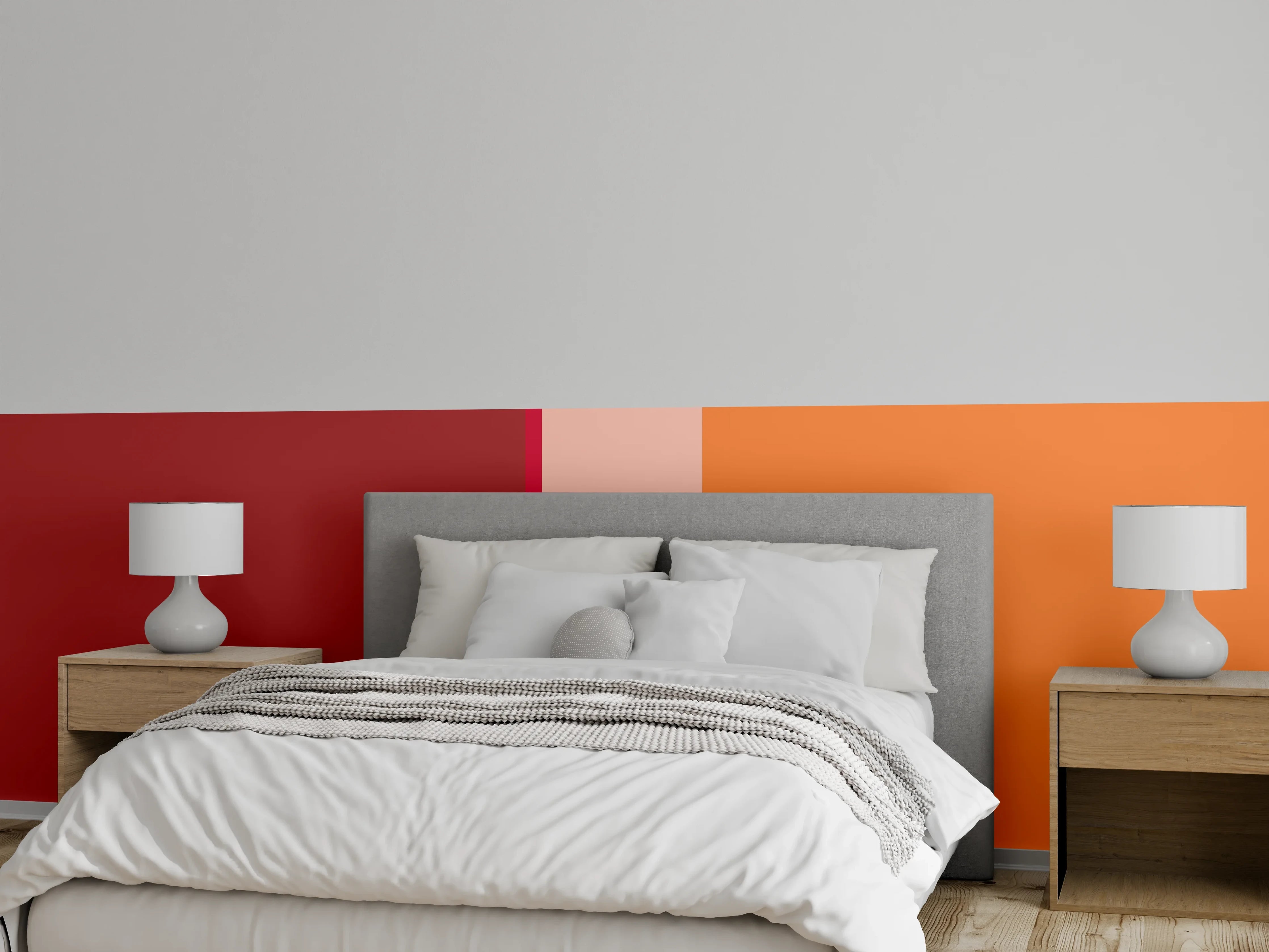 Wandverkleidung Schlafzimmer - Warme Farbflächen Moderne Wandgestaltung