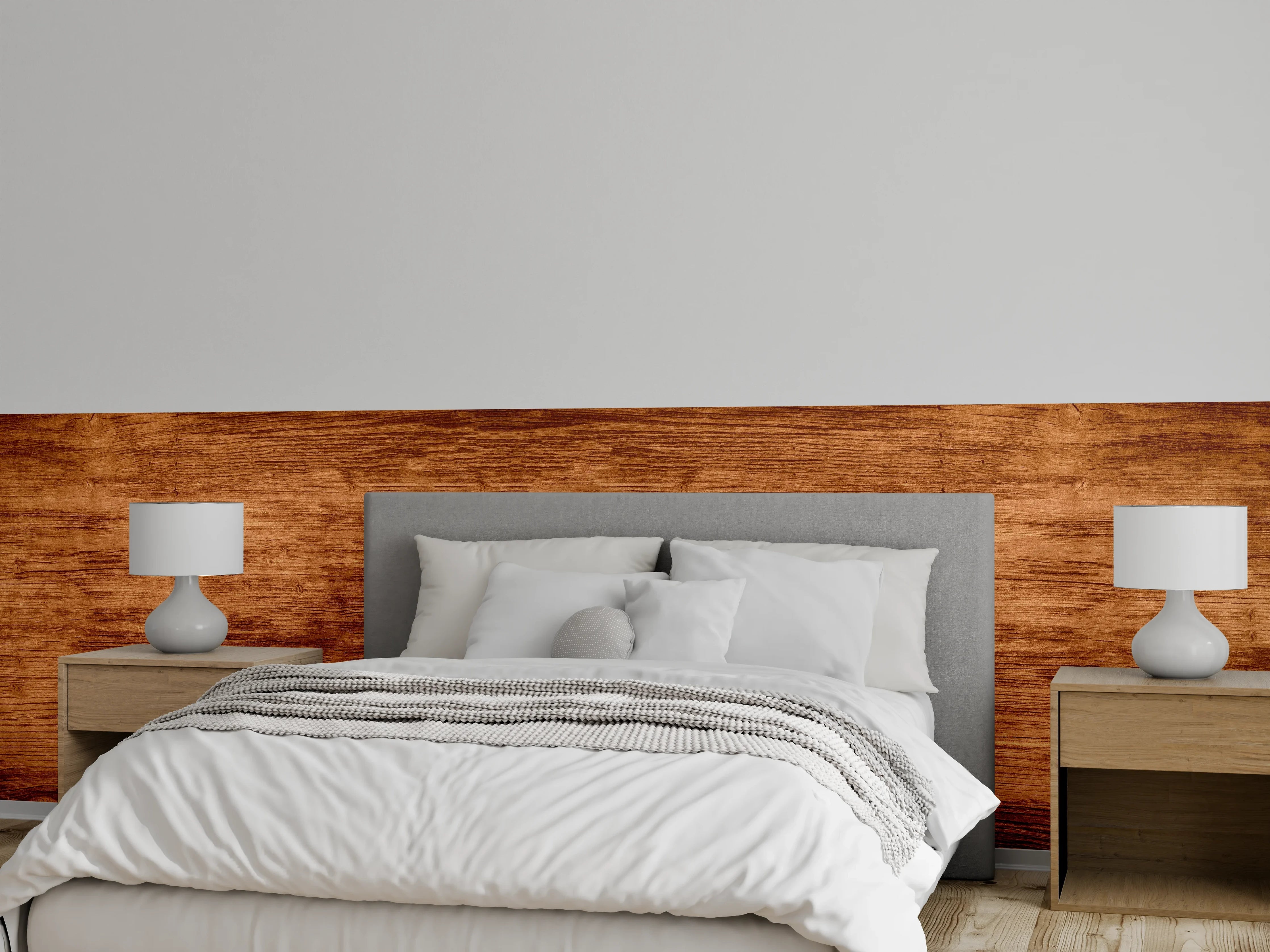 Wandverkleidung Schlafzimmer - Warme Holzoptik in Braun