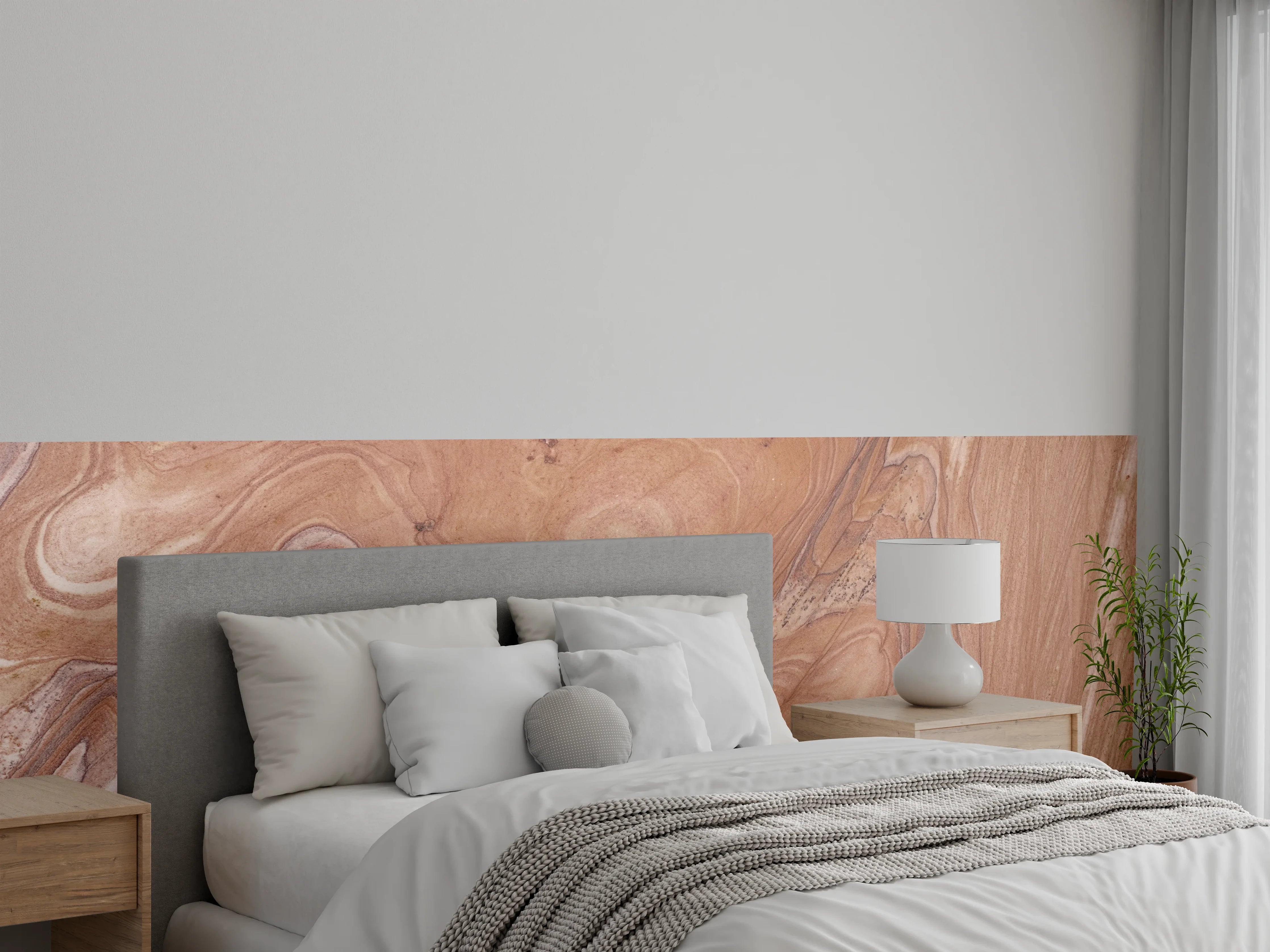 Wandverkleidung Schlafzimmer - Warme Holztöne mit eleganten Maserungen