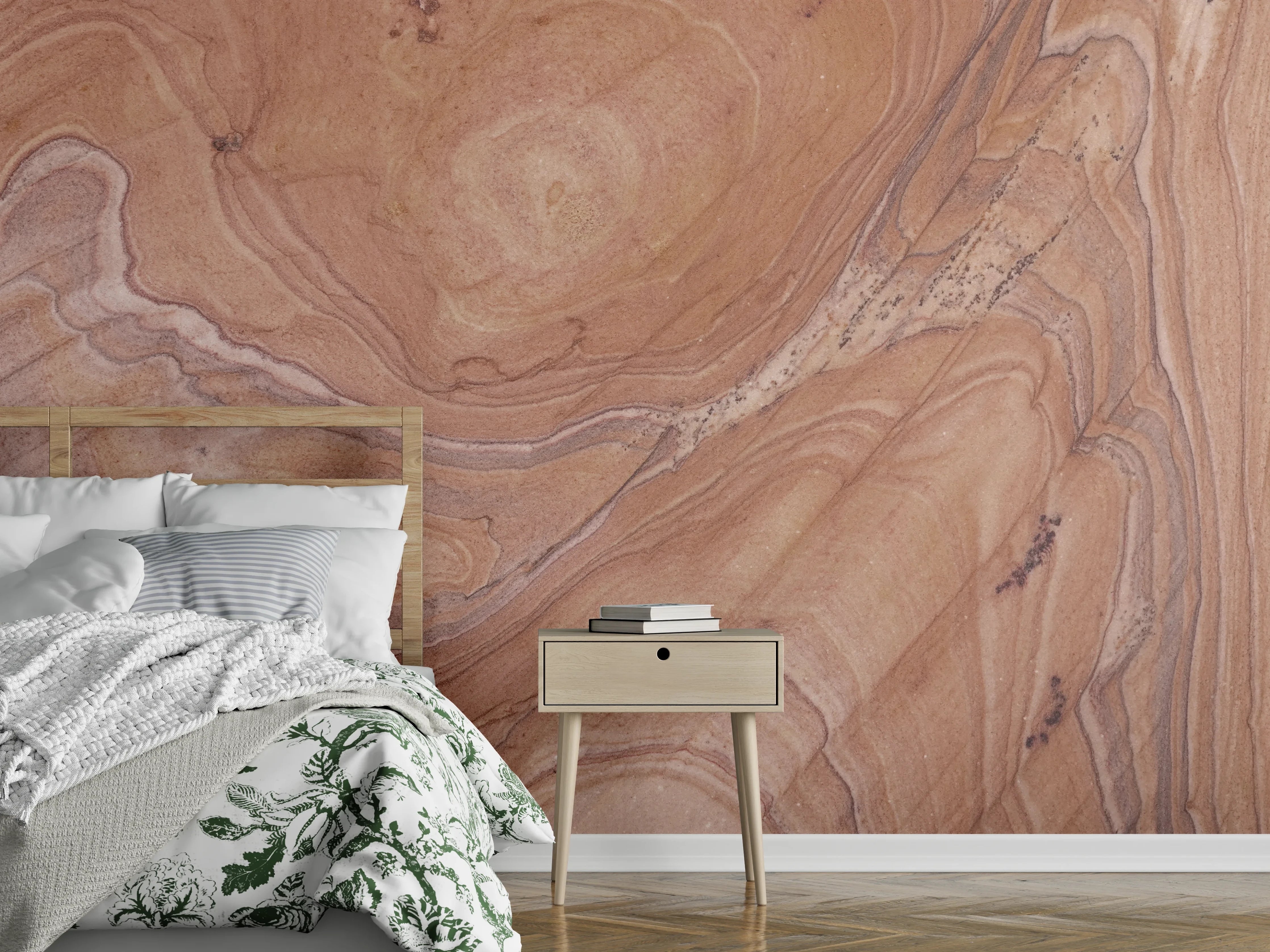 Wandverkleidung Schlafzimmer - Warme Holztöne mit eleganten Maserungen