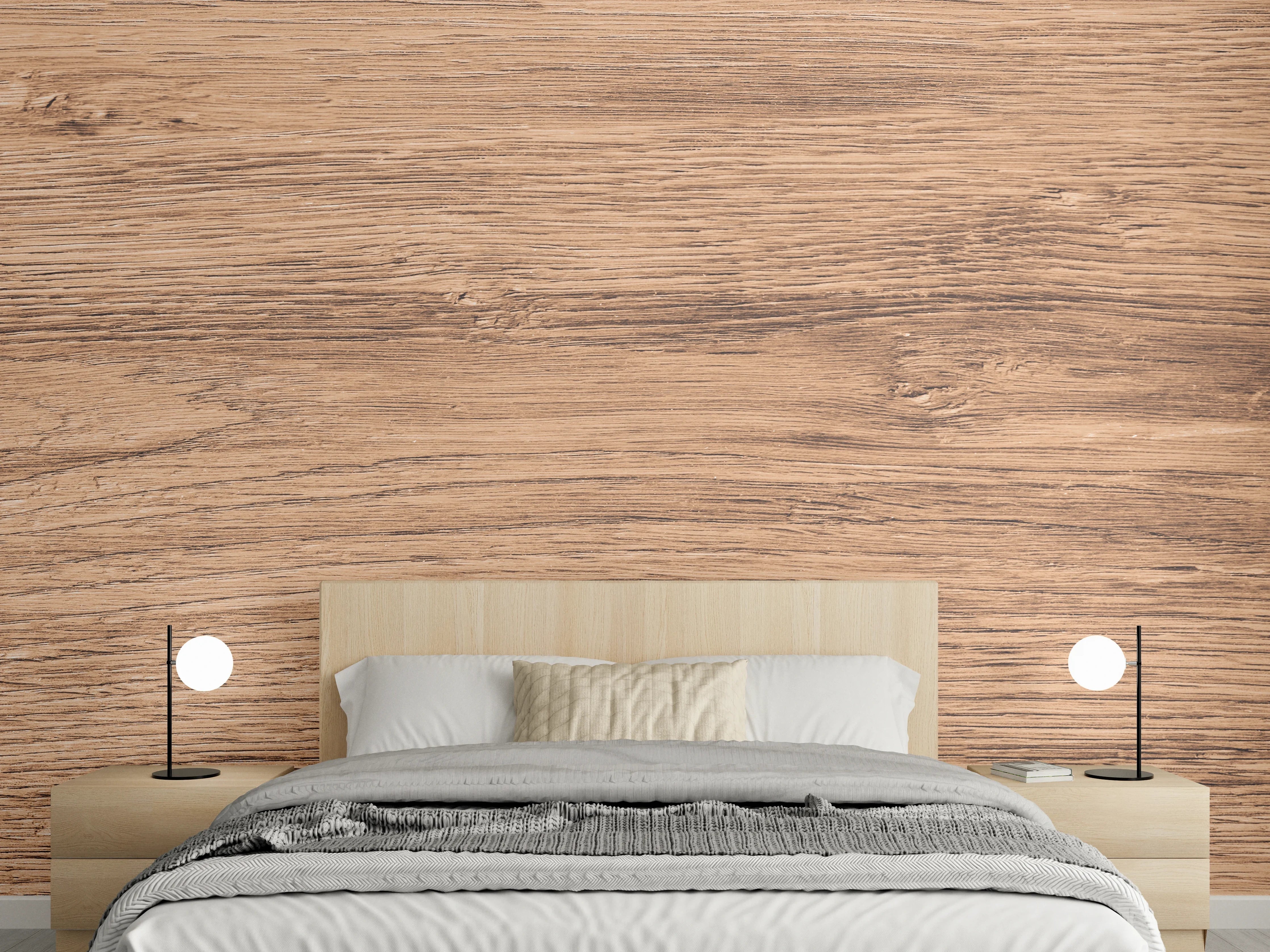 Wandverkleidung Schlafzimmer - Warme Holztöne mit feiner Maserung