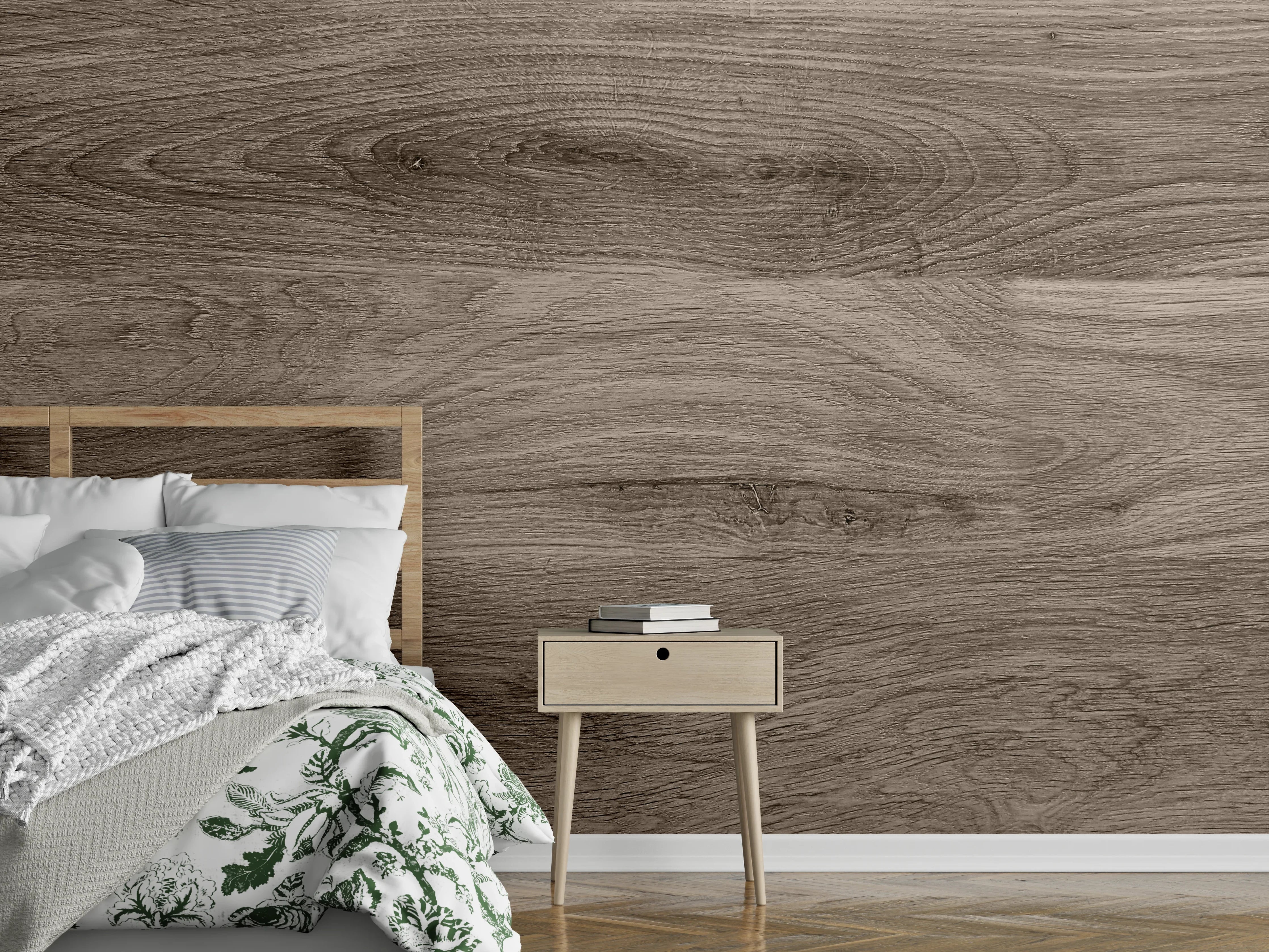 Wandverkleidung Schlafzimmer - Warmer Holzboden mit natürlicher Maserung