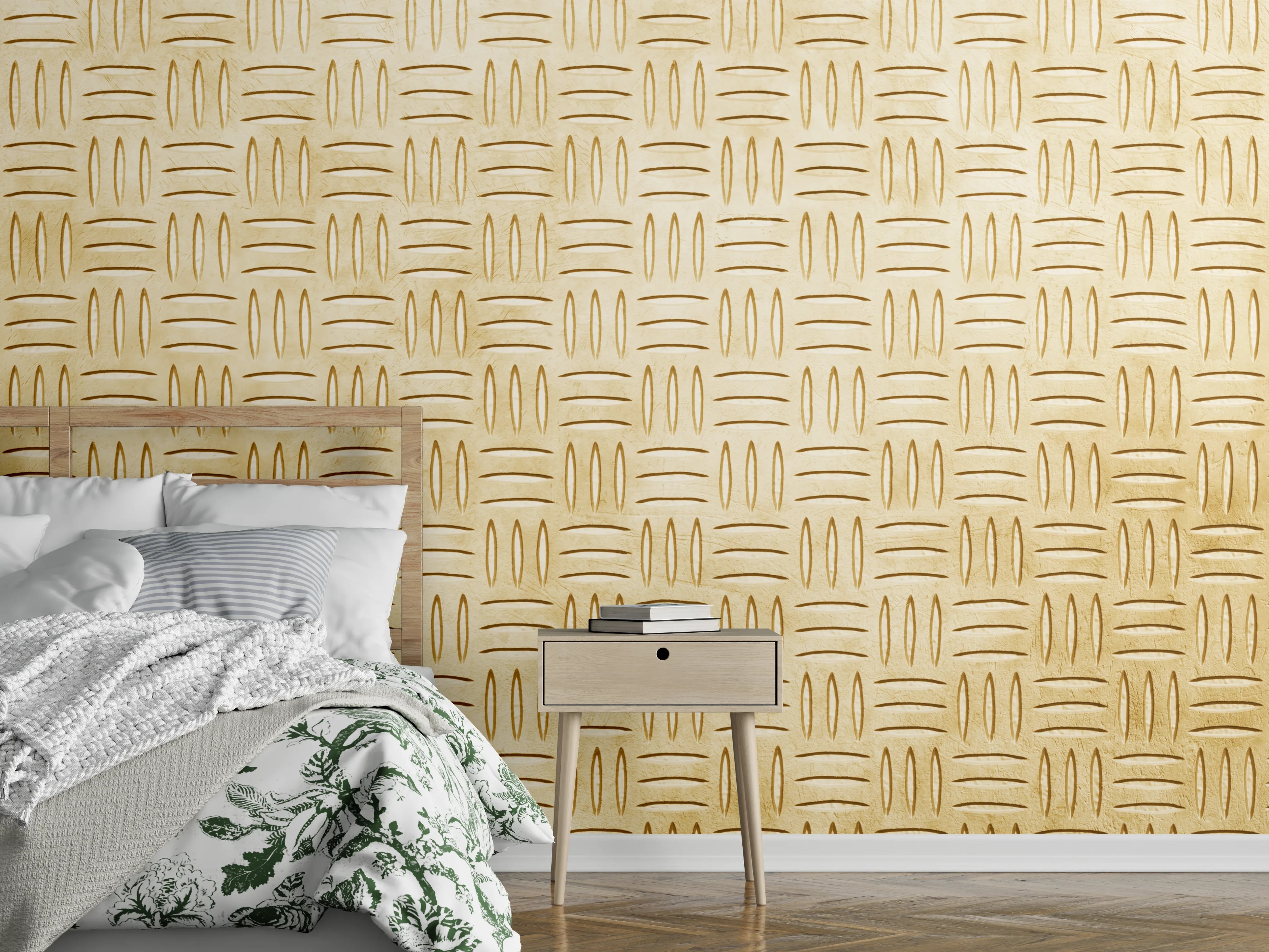 Wandverkleidung Schlafzimmer - Warmer Holzmuster in Naturtönen