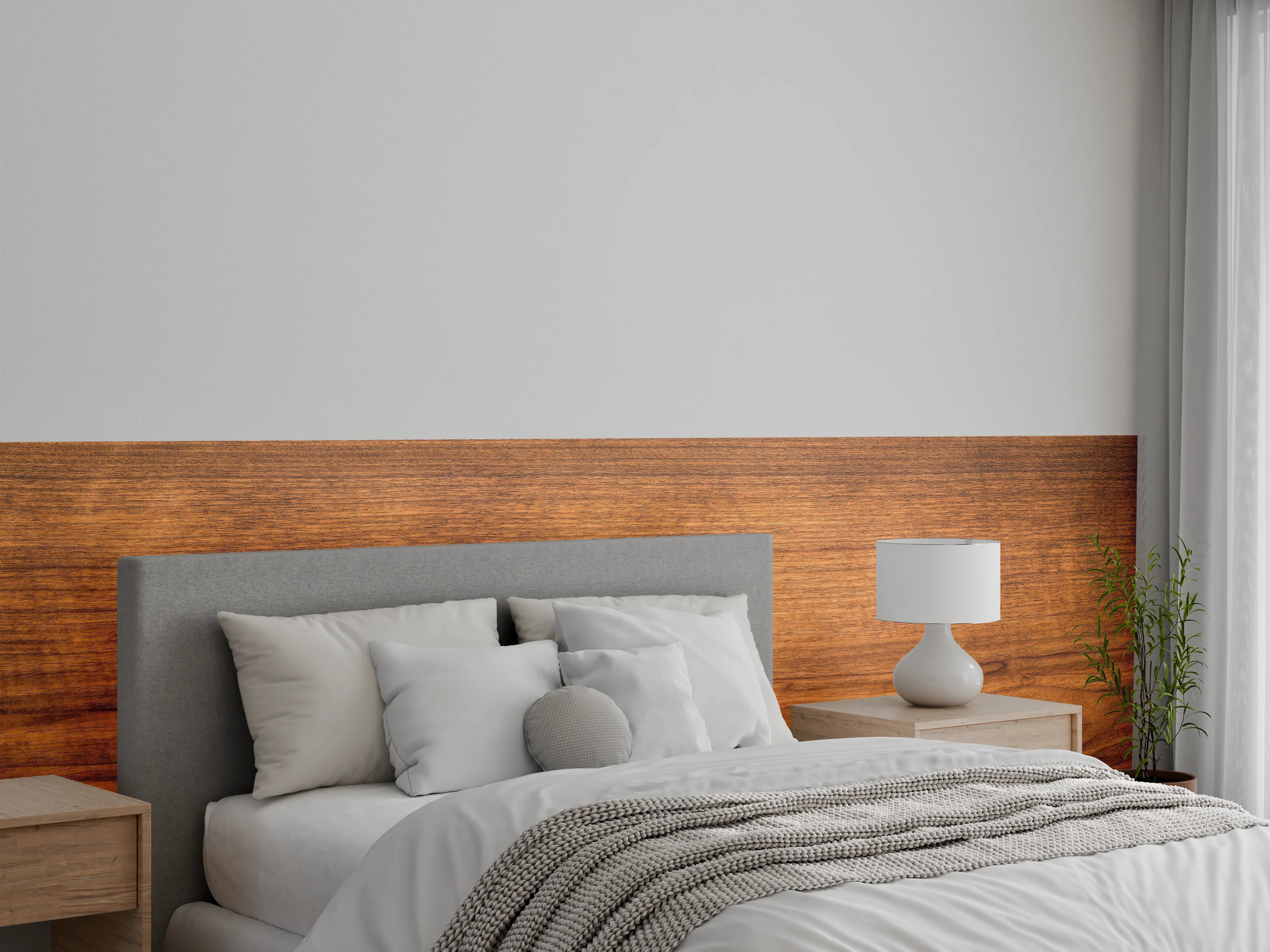 Wandverkleidung Schlafzimmer - Warmes Holzdesign mit natürlicher Maserung
