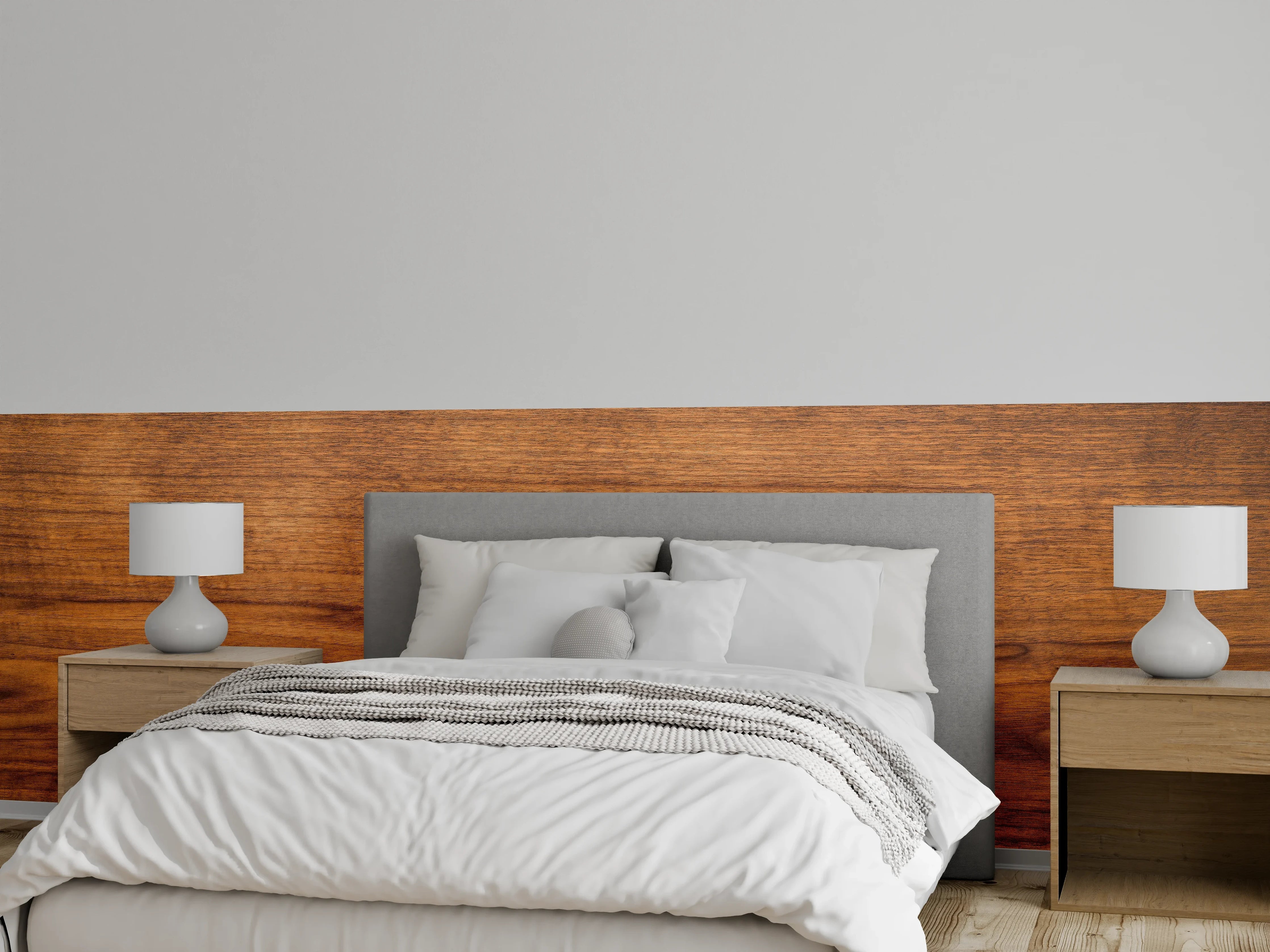 Wandverkleidung Schlafzimmer - Warmes Holzdesign mit natürlicher Maserung