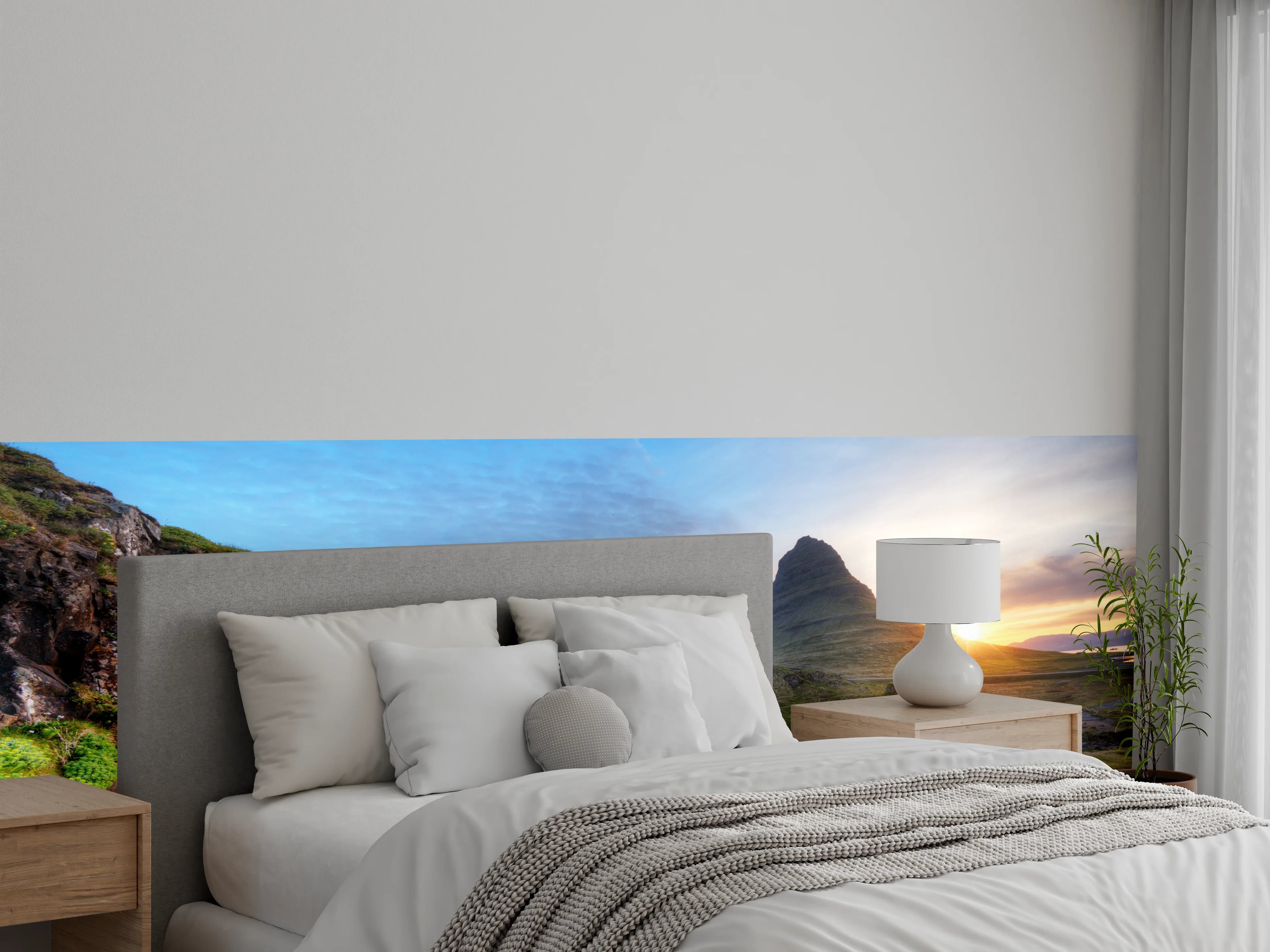Wandverkleidung Schlafzimmer - Wasserfall bei Sonnenuntergang