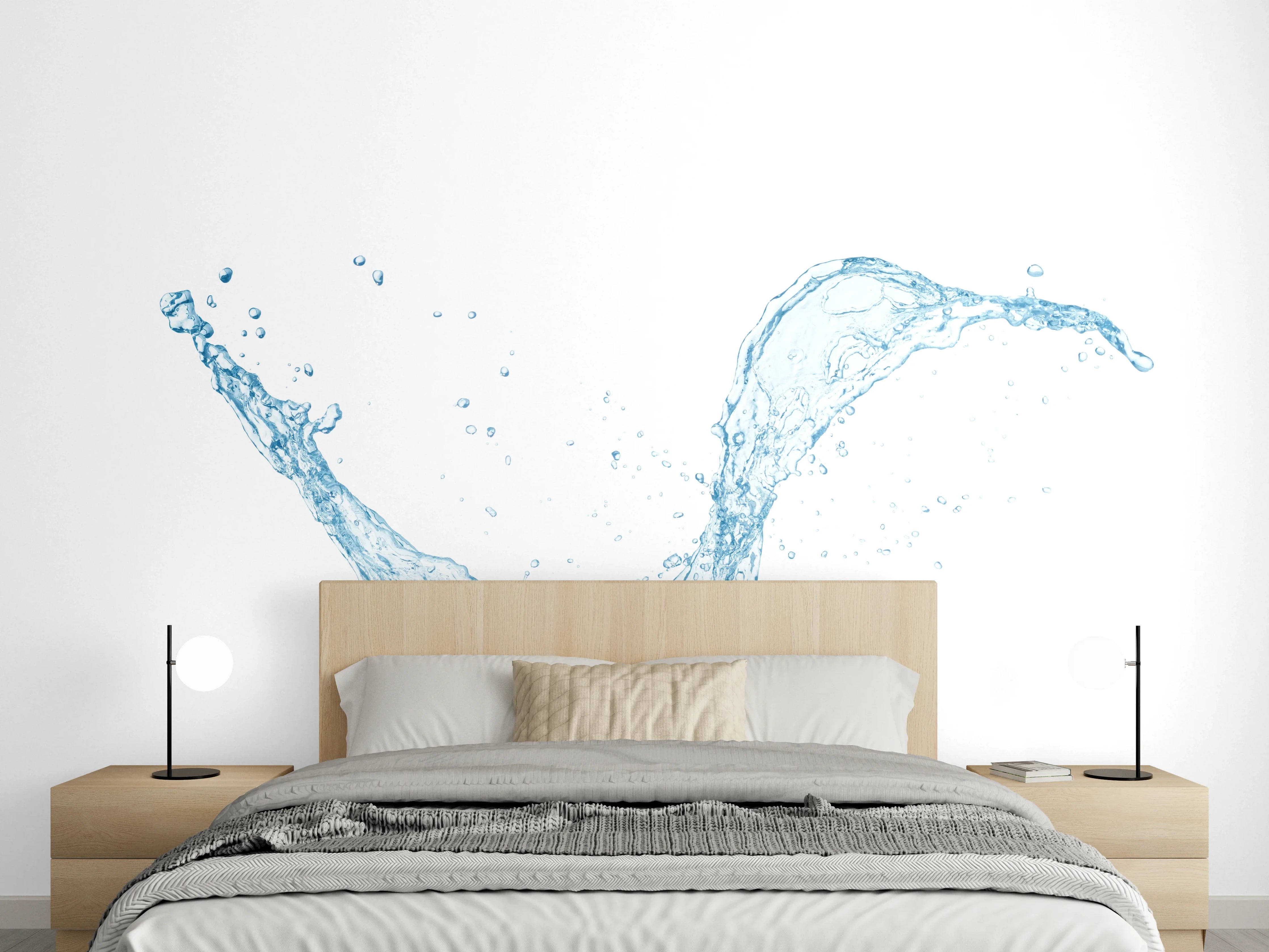 Wandverkleidung Schlafzimmer - Wasserspritzer auf Weiß – Modern