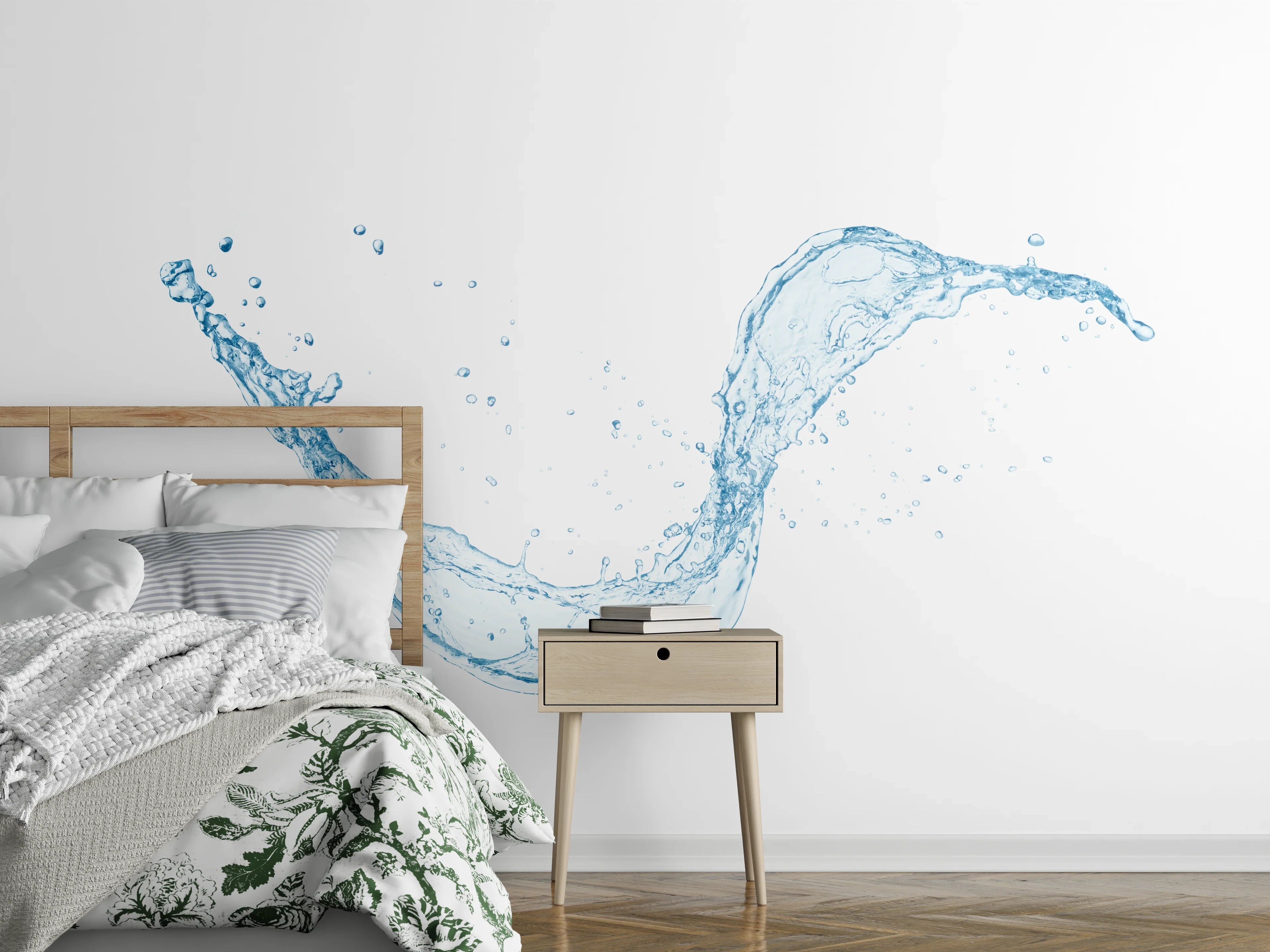 Wandverkleidung Schlafzimmer - Wasserspritzer auf Weiß – Modern