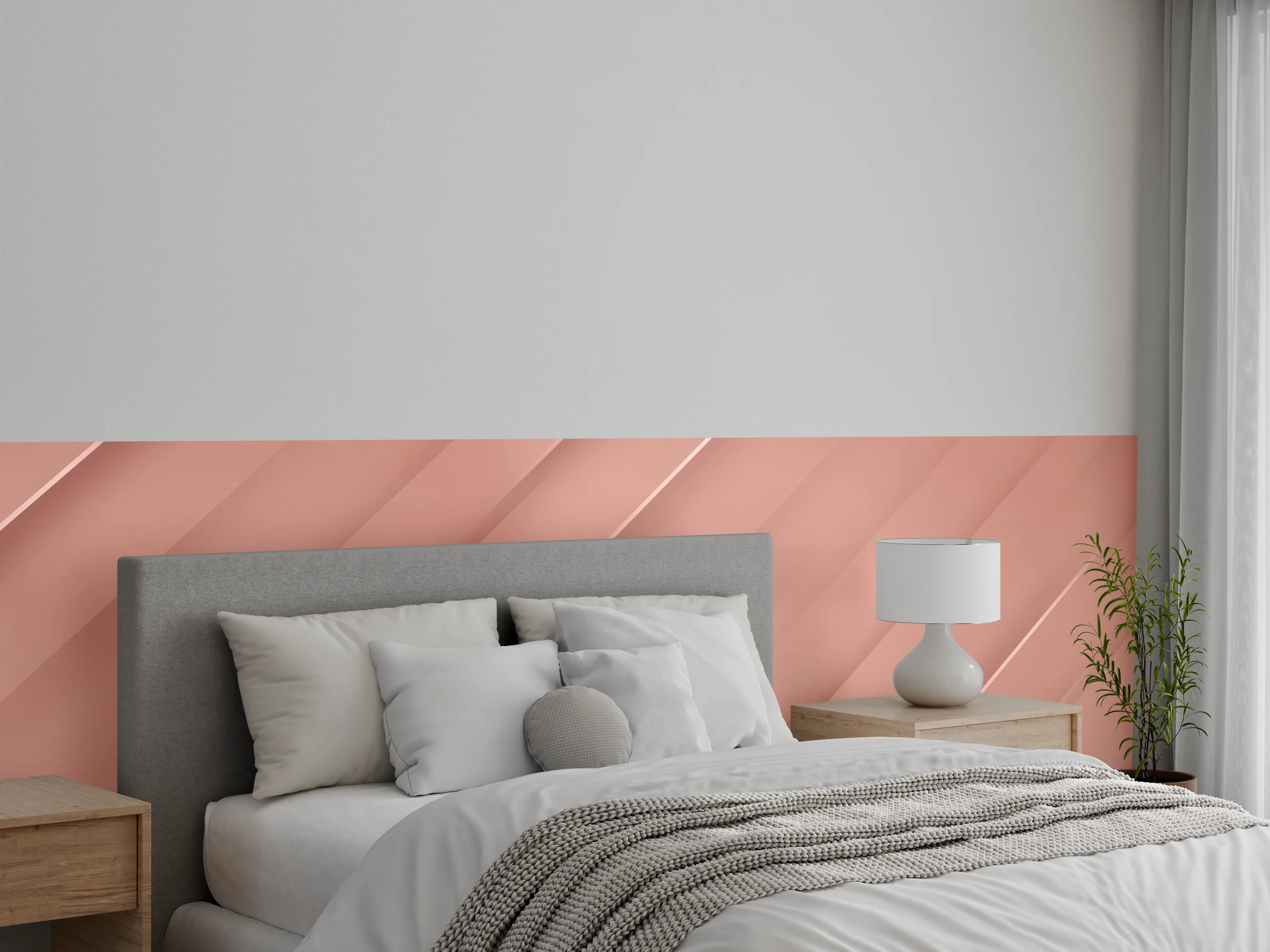 Wandverkleidung Schlafzimmer - Weiche Rosé-Wellen mit Satin-Finish