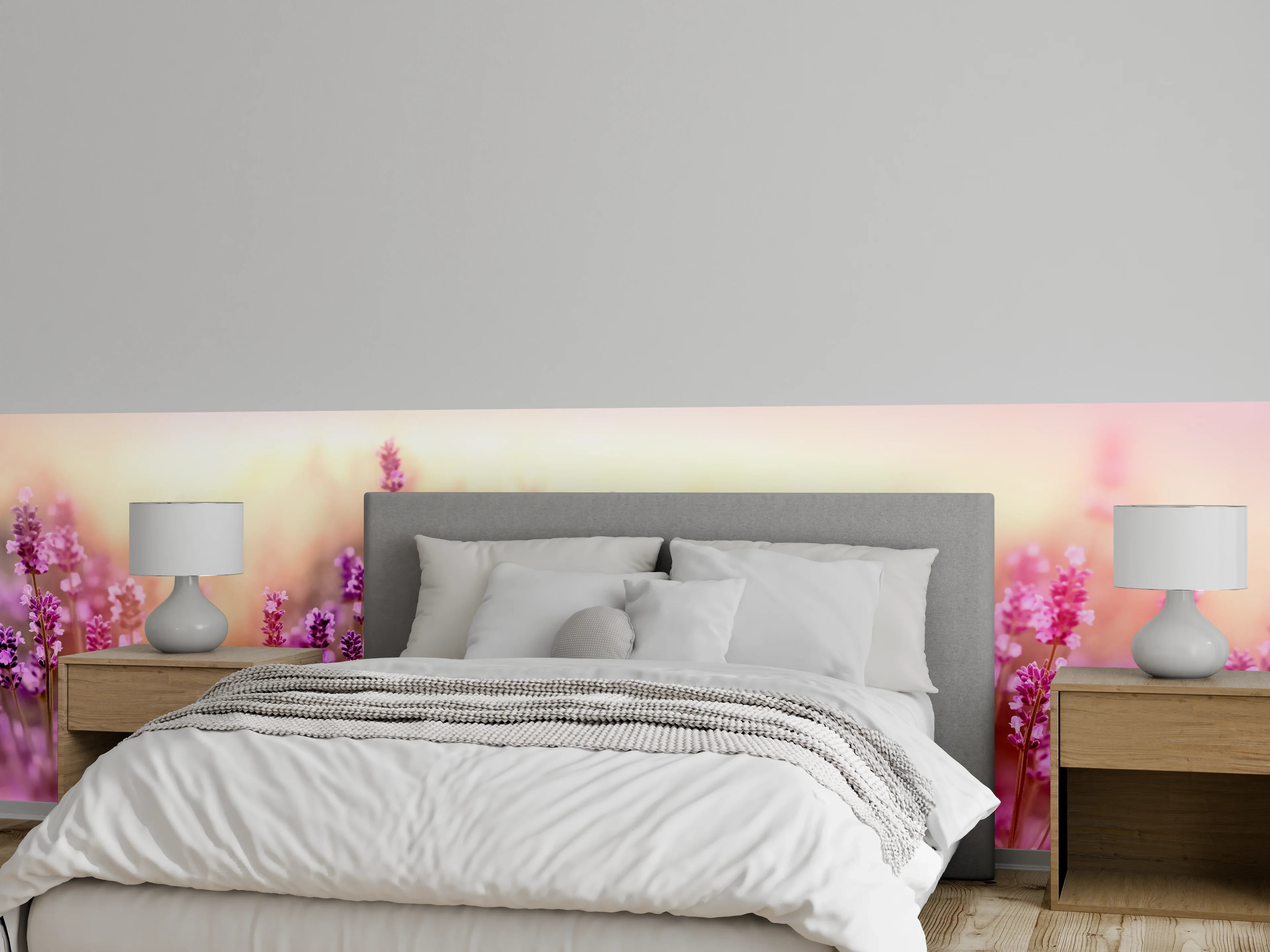 Wandverkleidung Schlafzimmer - Weicher und selektiver Fokus auf Lavendelblüte