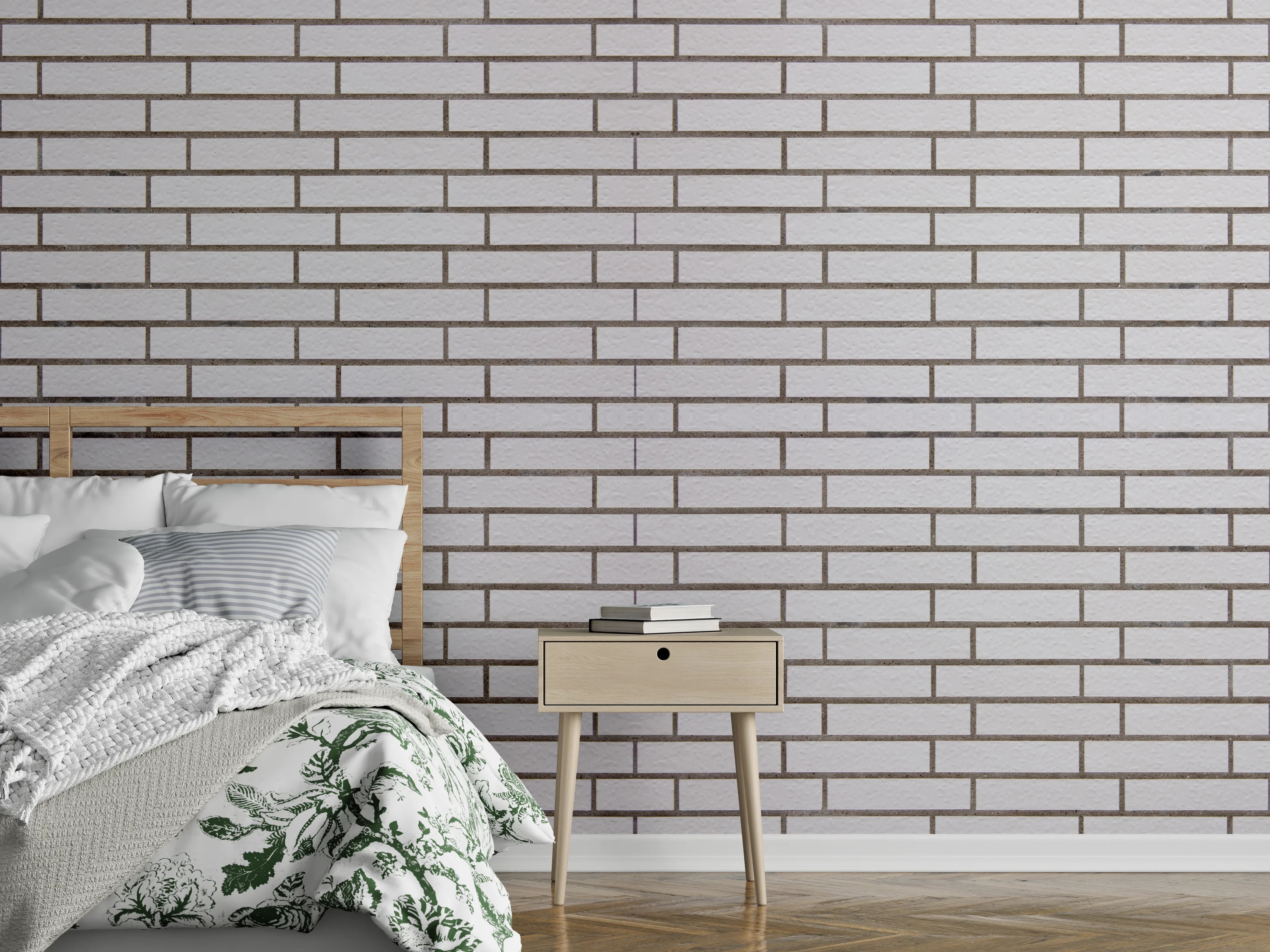 Wandverkleidung Schlafzimmer - Weiß-Brauner Backsteinmauer