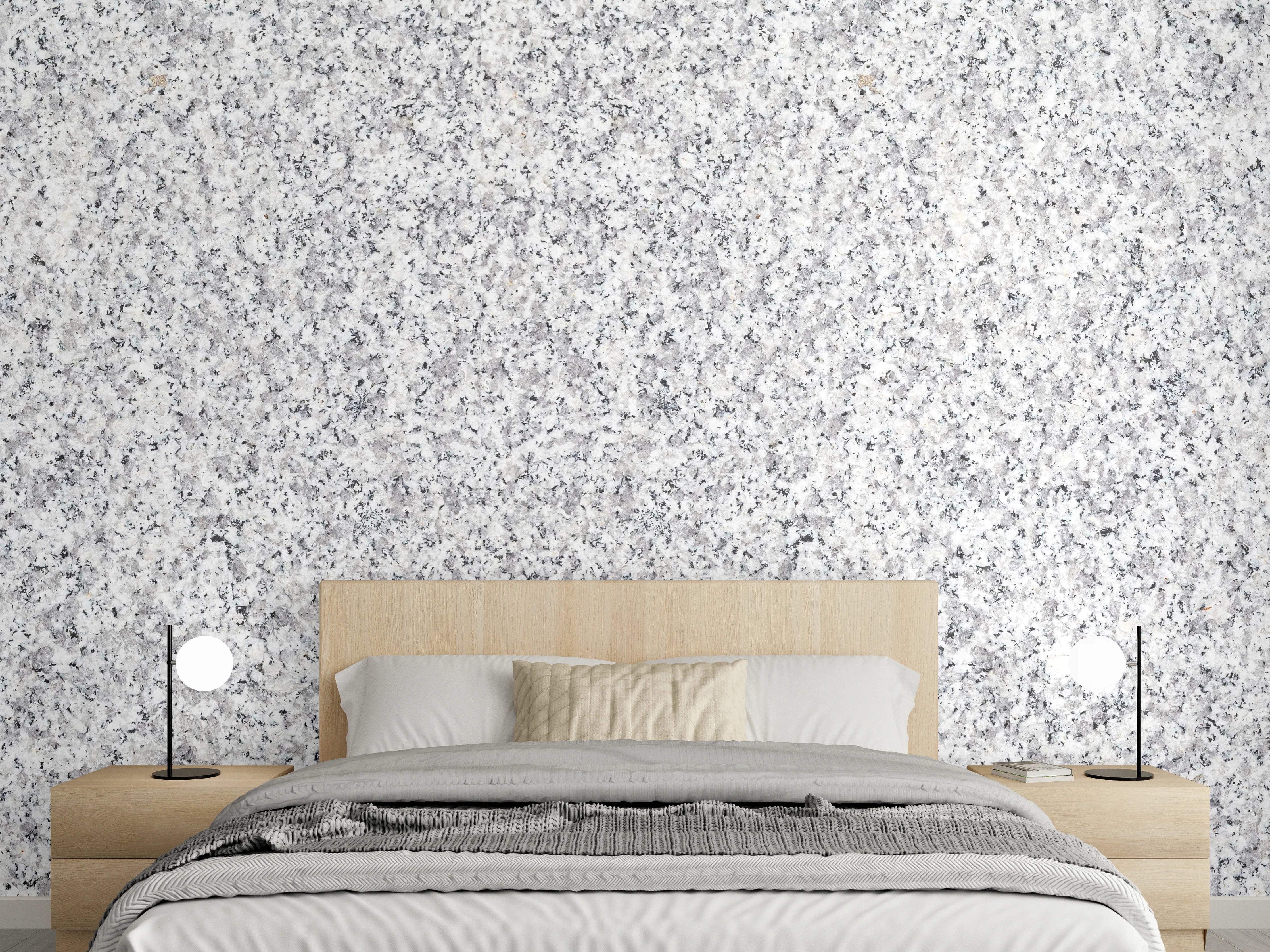 Wandverkleidung Schlafzimmer - Weiß-Grau Terrazzo Bodentextur