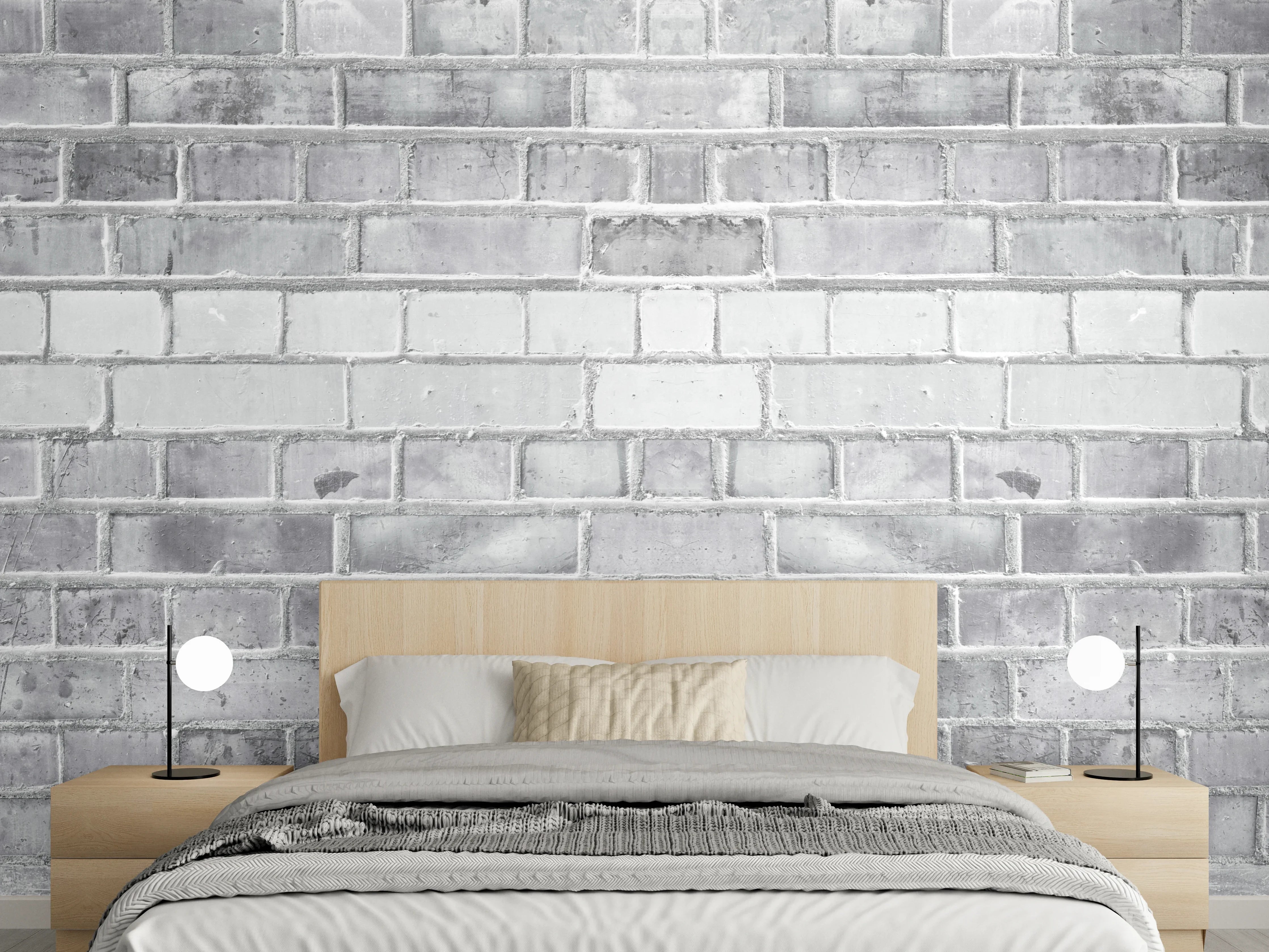 Wandverkleidung Schlafzimmer - Weiß-Graue Backstein Wandtextur