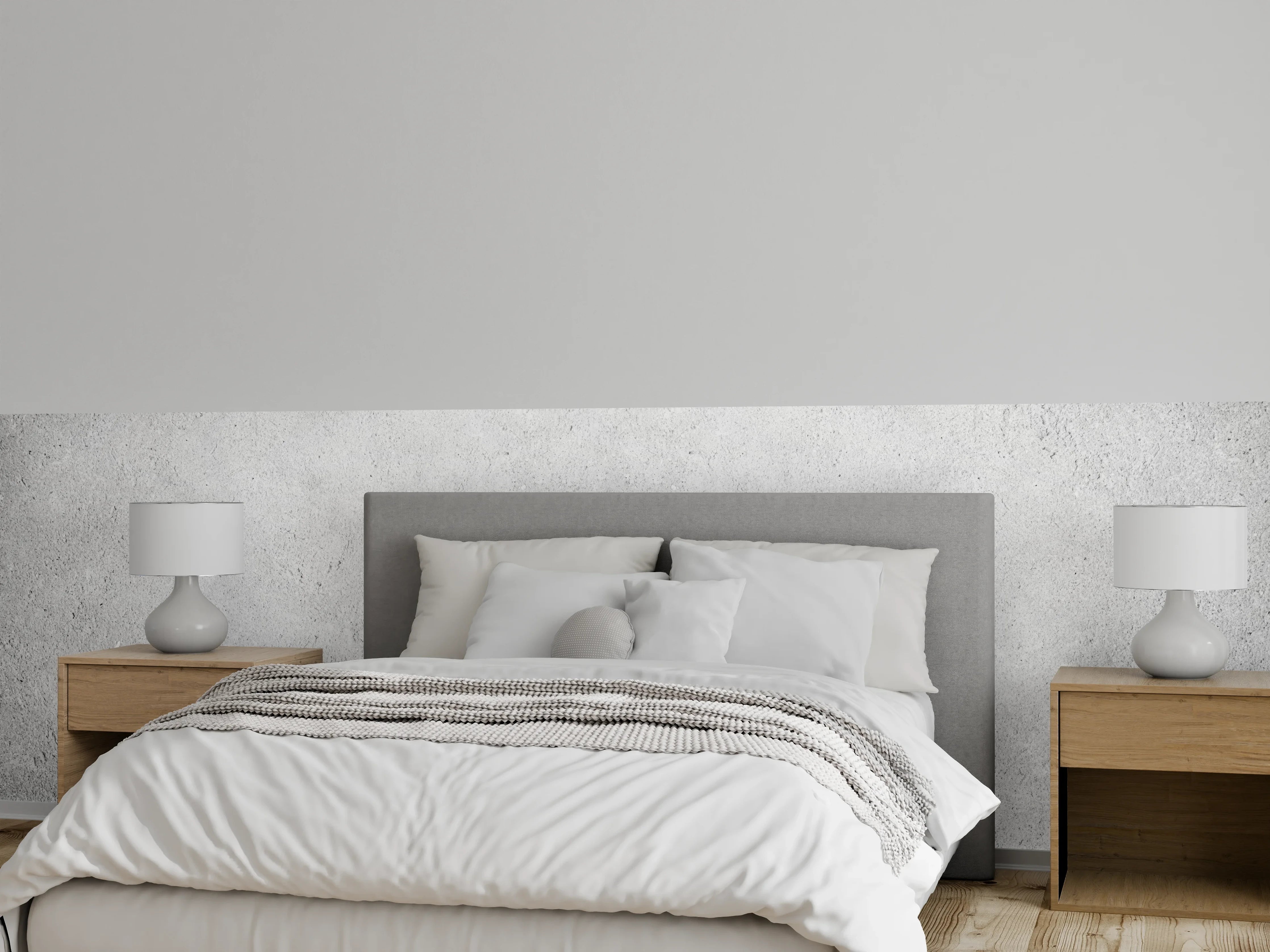 Wandverkleidung Schlafzimmer - Weiss-Grauer Kalkstein
