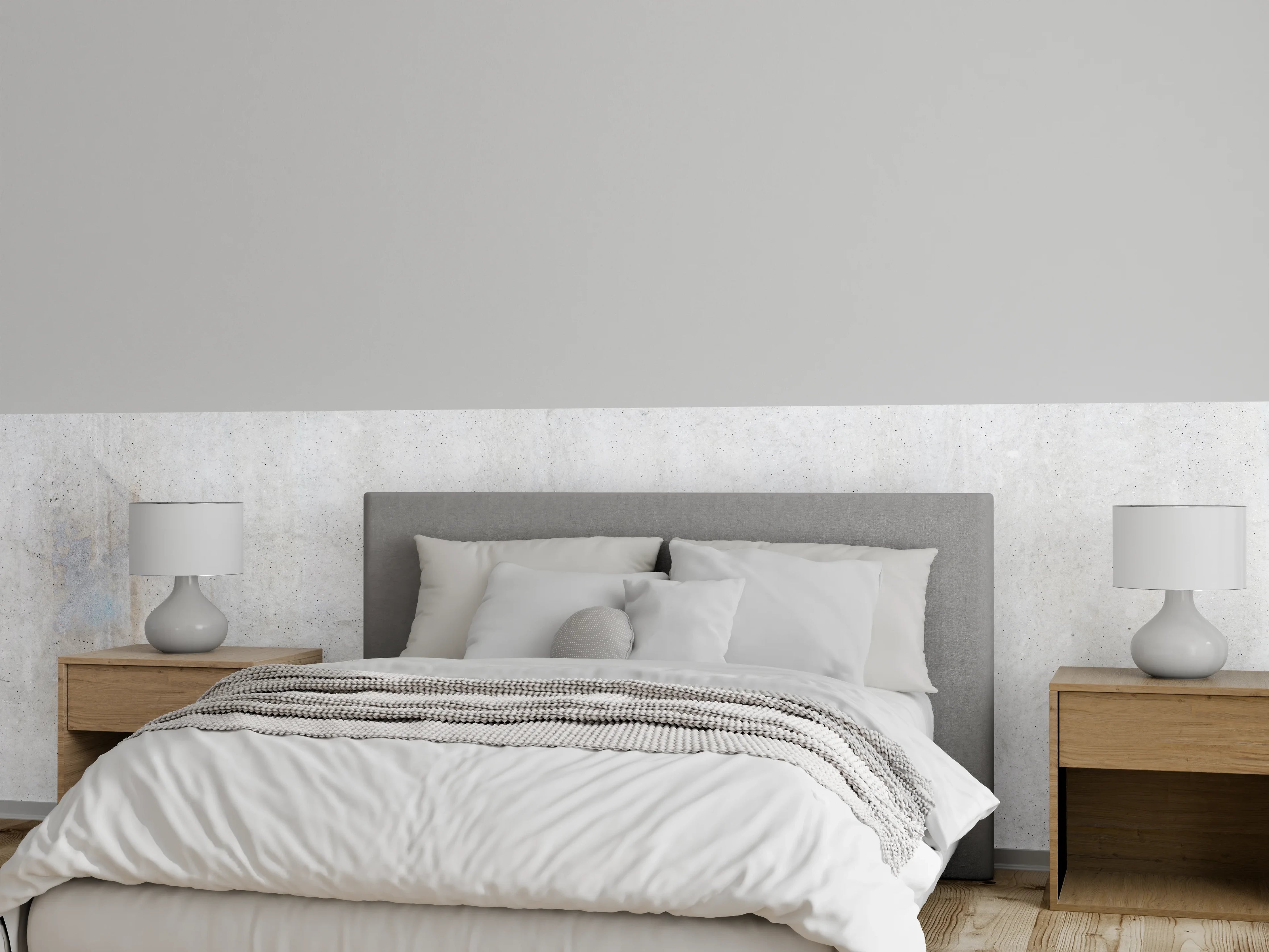 Wandverkleidung Schlafzimmer - Weiß-bläuliche Betonwand